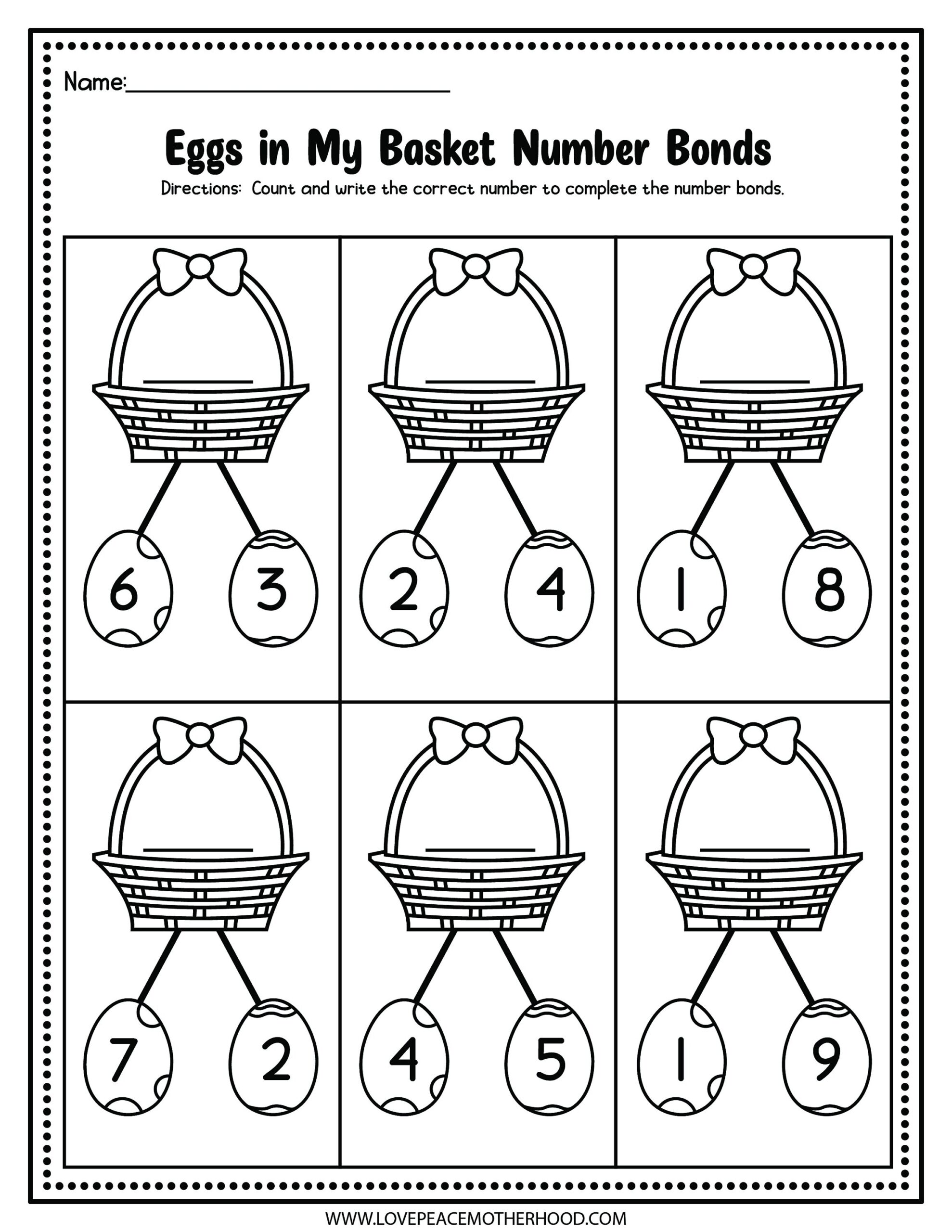 Elementary Math Worksheets Number Bonds Practice Pages Addition No prep Math Activities Number Bonds Worksheets Part Part Whole Math Sense Etsy