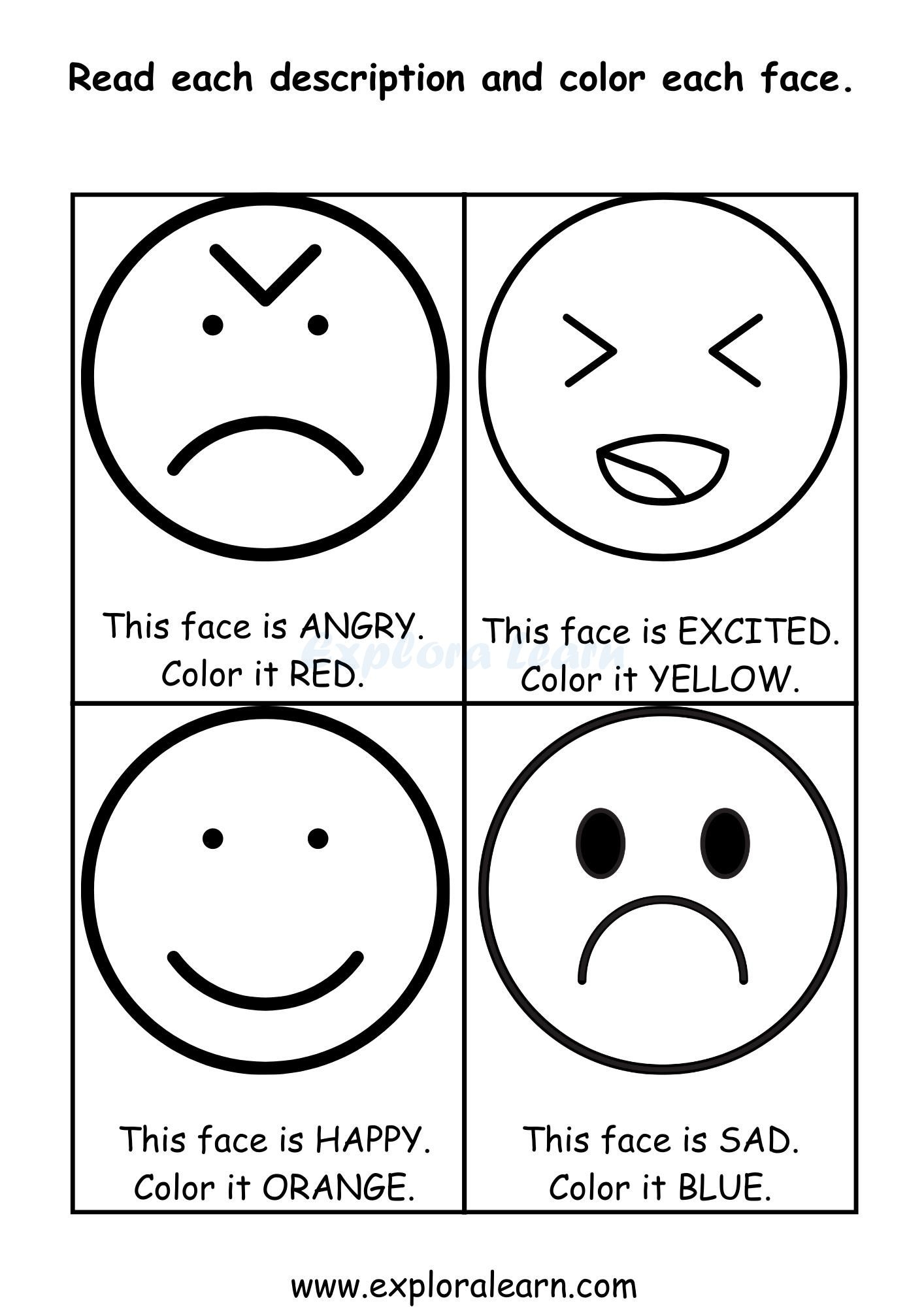 Emotion Recognition Worksheets For ADHD Autistic Kids