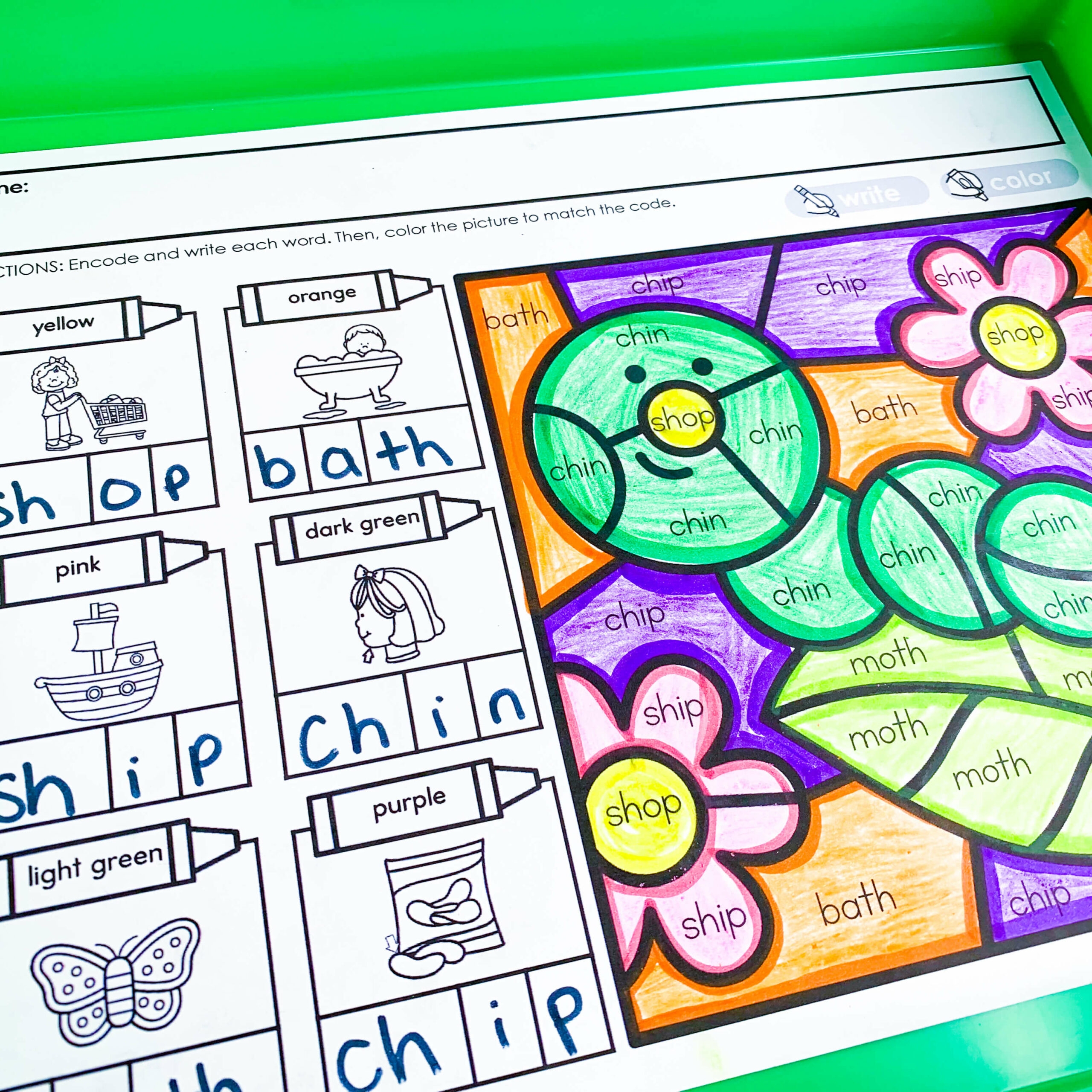 Encode And Color By Code Phonics Worksheets BUNDLE Science Of Reading Centers