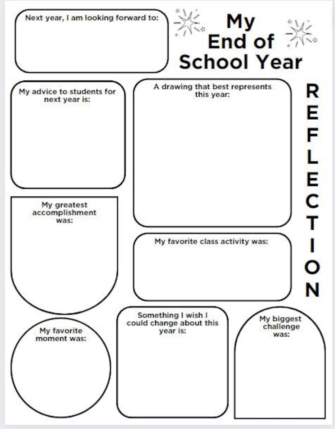 End Of School Year Reflection Worksheet 100 Customizable Canva Template Etsy
