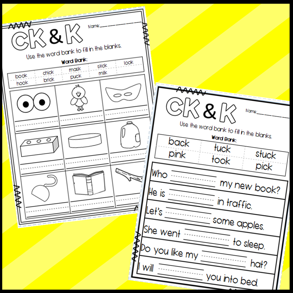 k or ck phonics worksheets