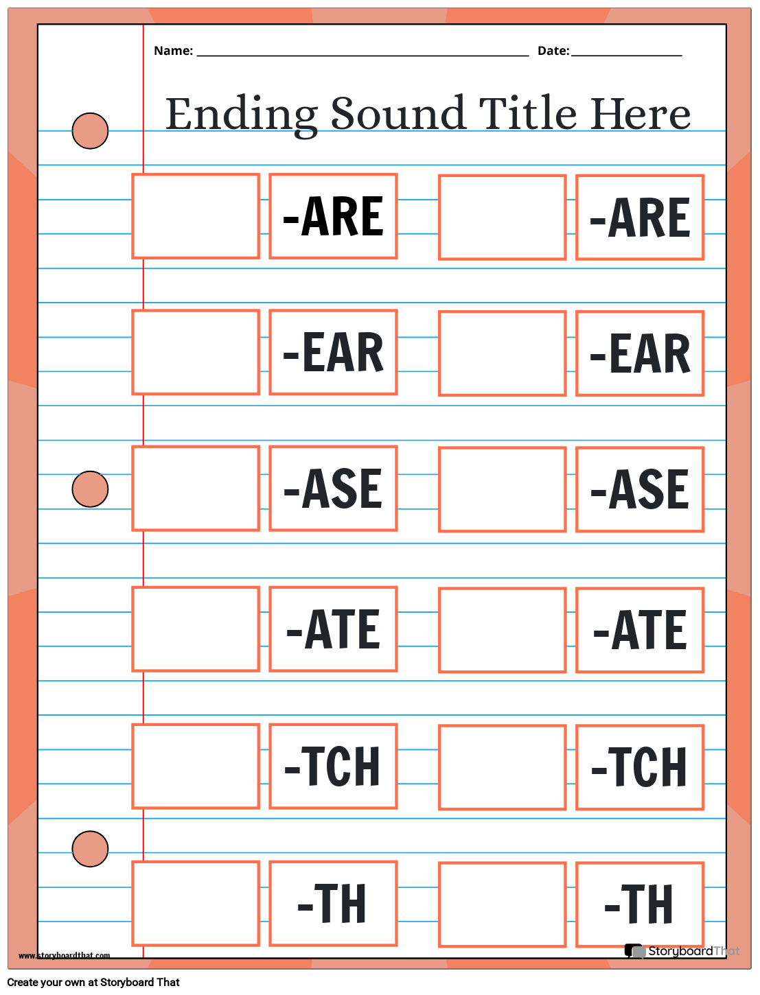 Ending Sounds Worksheets Create Yours With Storyboard That