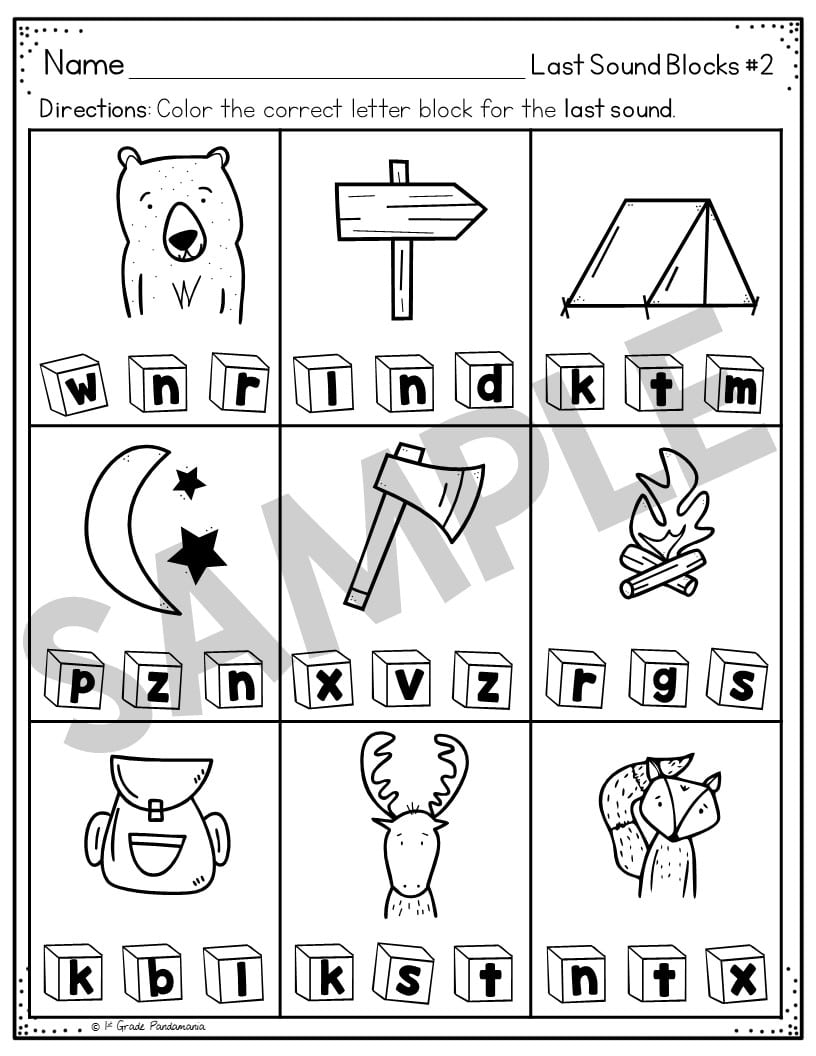 Ending Sounds Worksheets Phonics Activities 1st Grade Pandamania