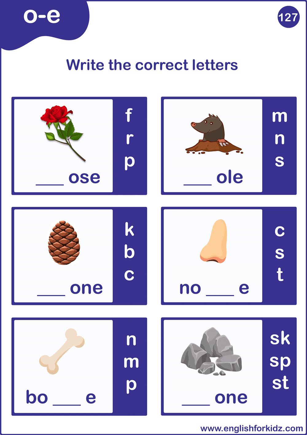 English For Kids Step By Step Long O Sound Worksheets Flashcards Posters Reading Comprehension