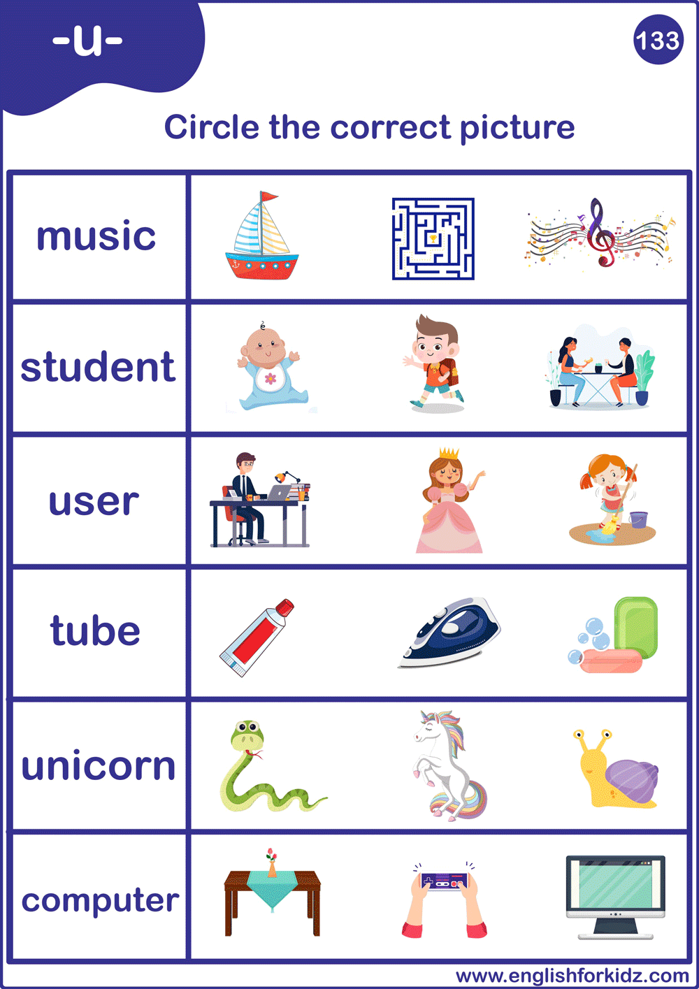 English For Kids Step By Step Long U Sound Worksheets Flashcards Posters Reading Comprehension