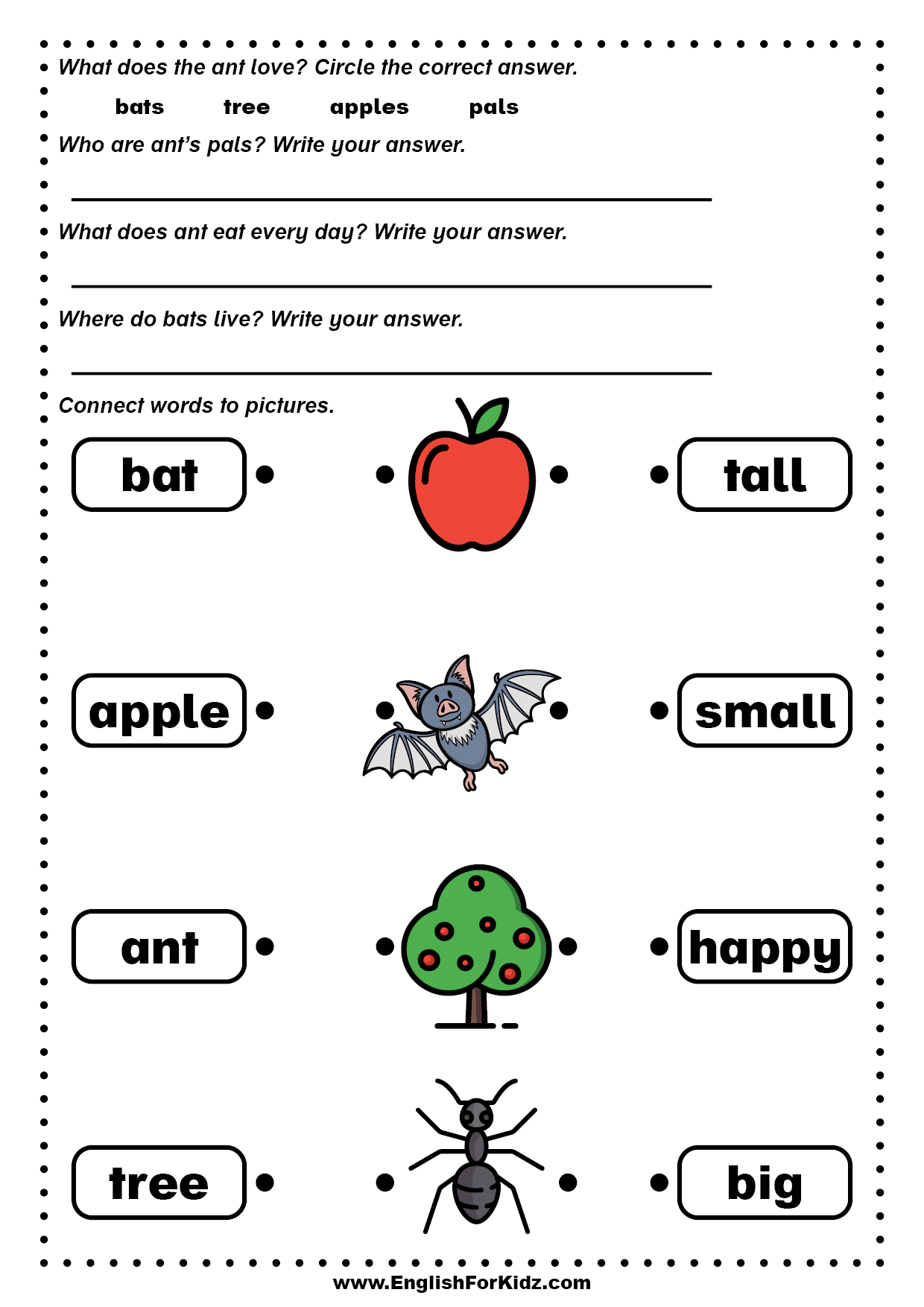worksheets for kindergarten reading free printable