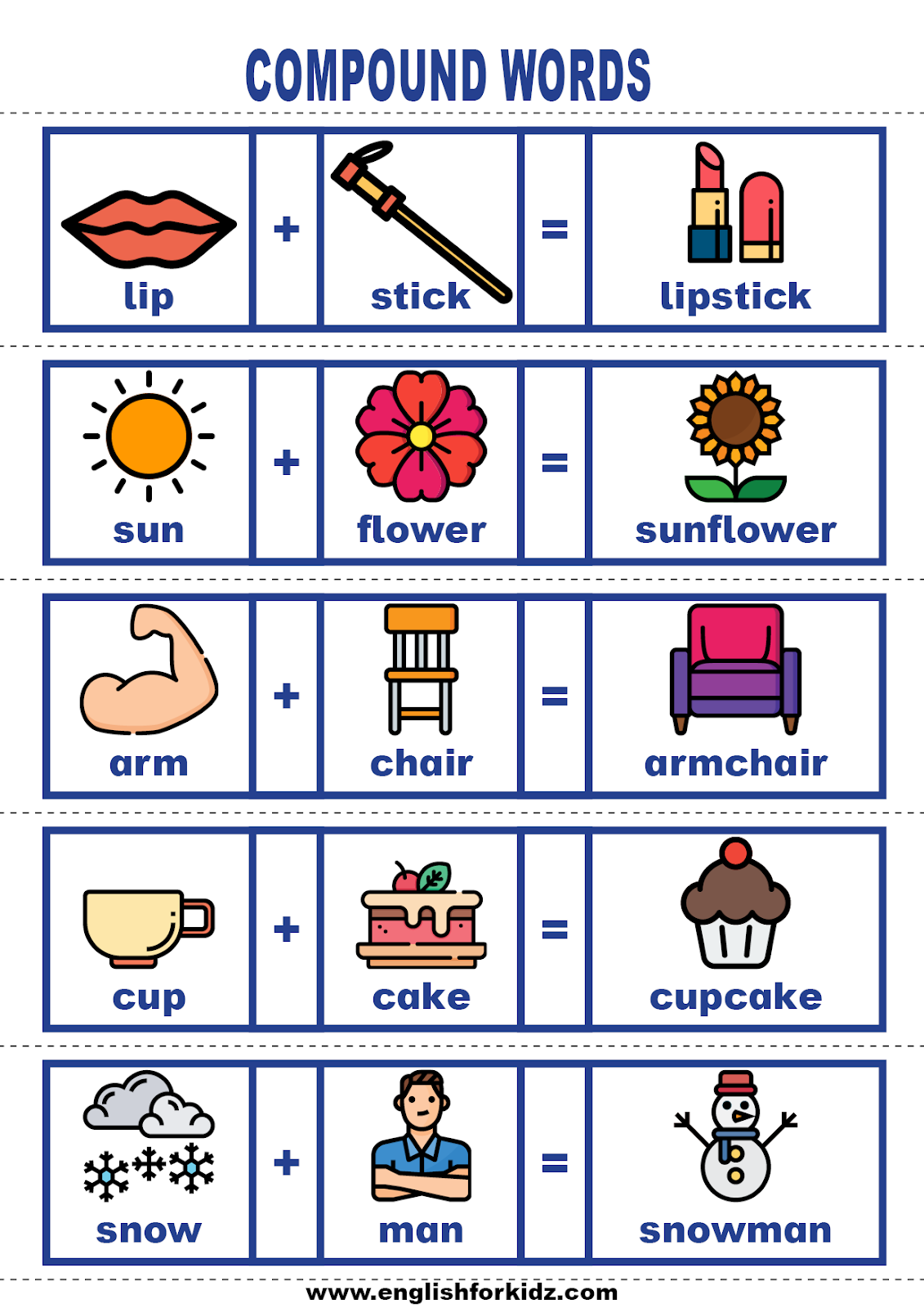 English For Kids Step By Step Vocabulary Cards Compound Words