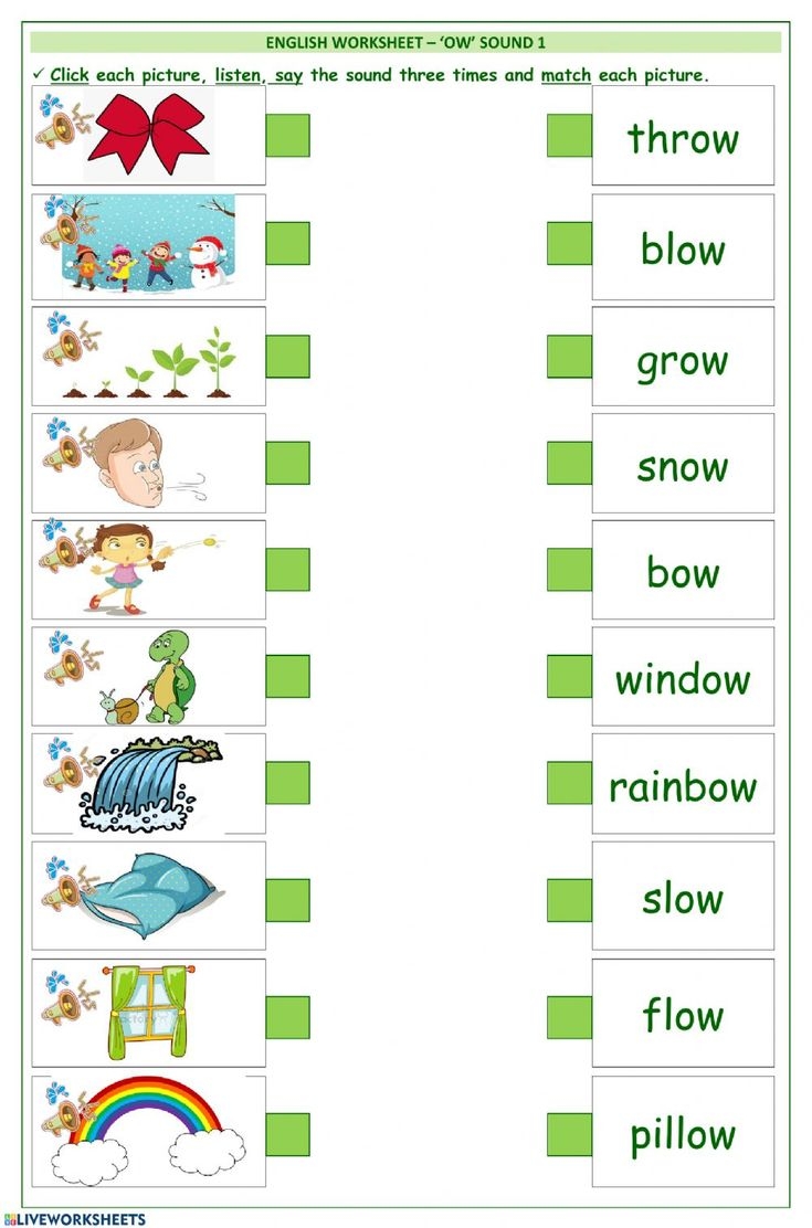 English Ow Words Worksheet