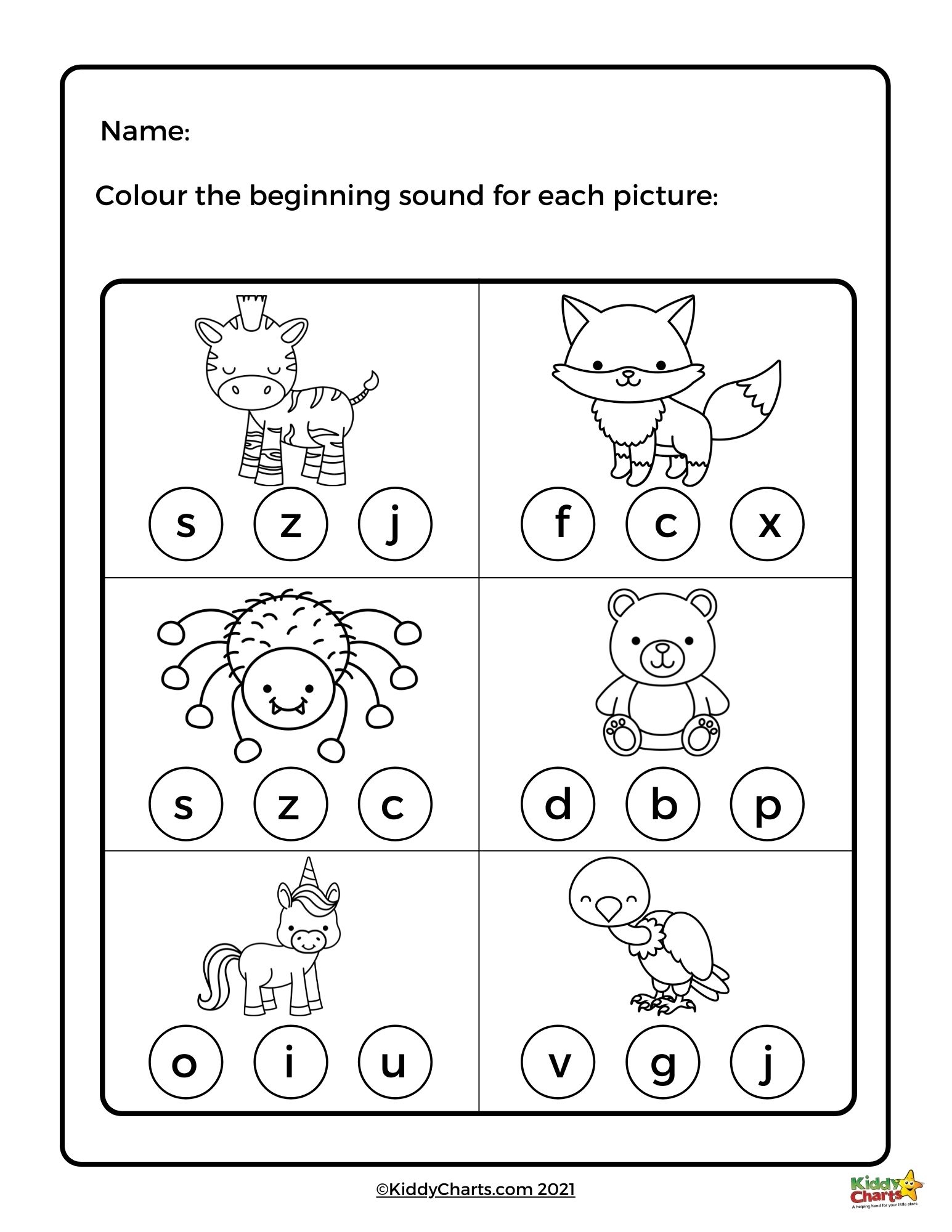 English Worksheets For Phonics Beginning Sounds KiddyCharts Shop
