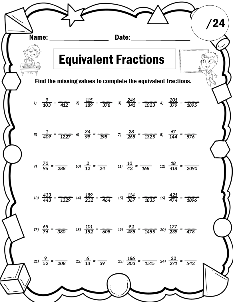 Equivalent Fractions Worksheets 7 And 8 Grade Math Find Missing Number Made By Teachers Equivalent Fractions Worksheets 7 And 8 Grade Math Find Missing Number Made By Teachers