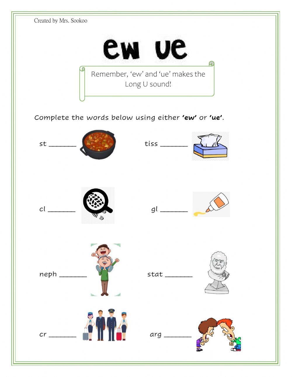 ew phonics worksheets ew phonics worksheets