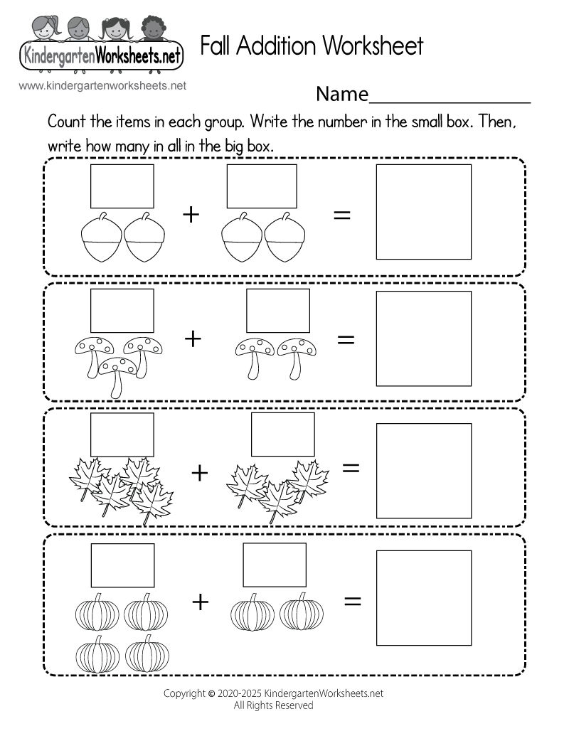 fall worksheets for kindergarten