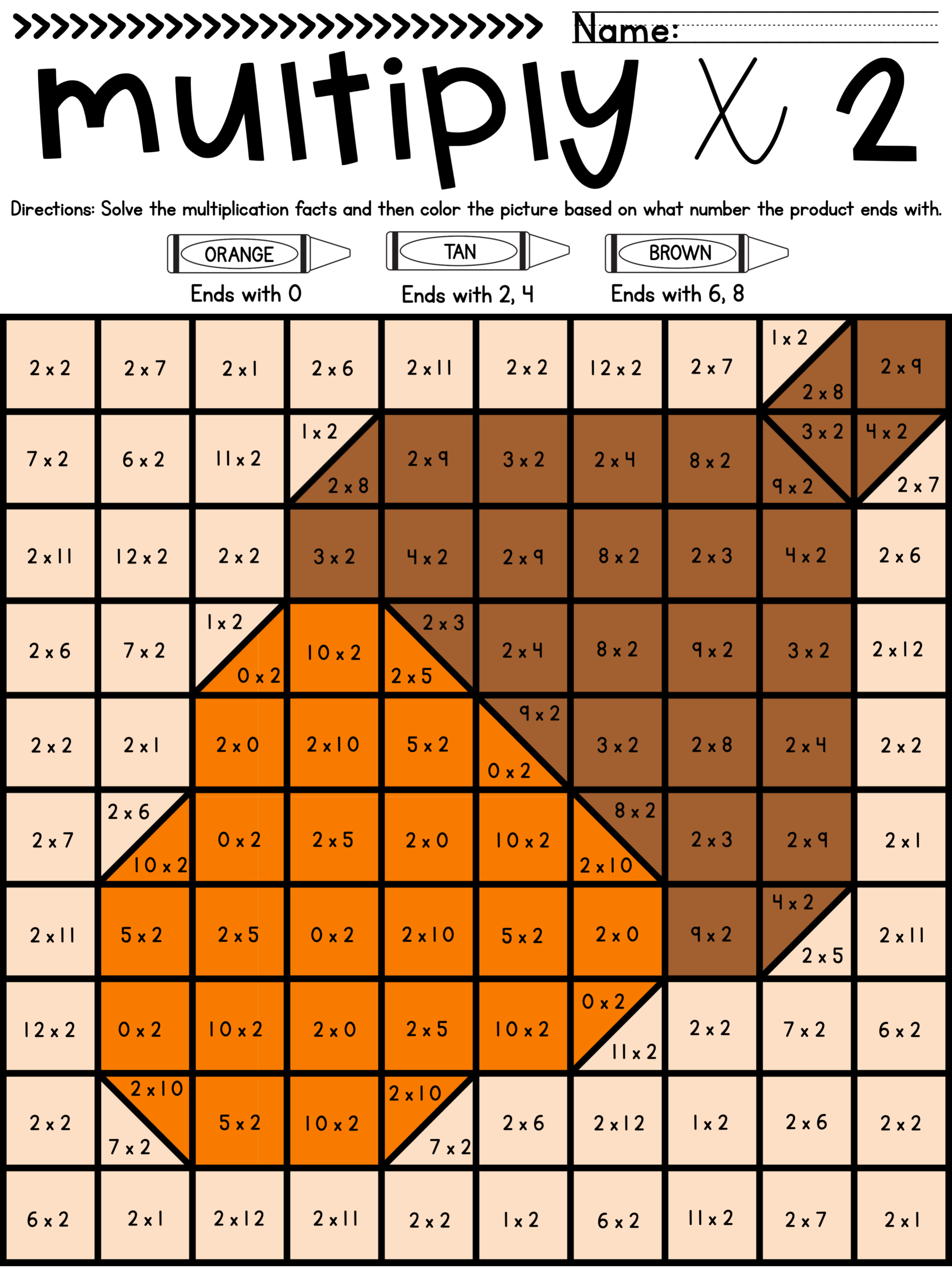 Fall Color By Number Multiplication Facts Practice Worksheets Made By Teachers