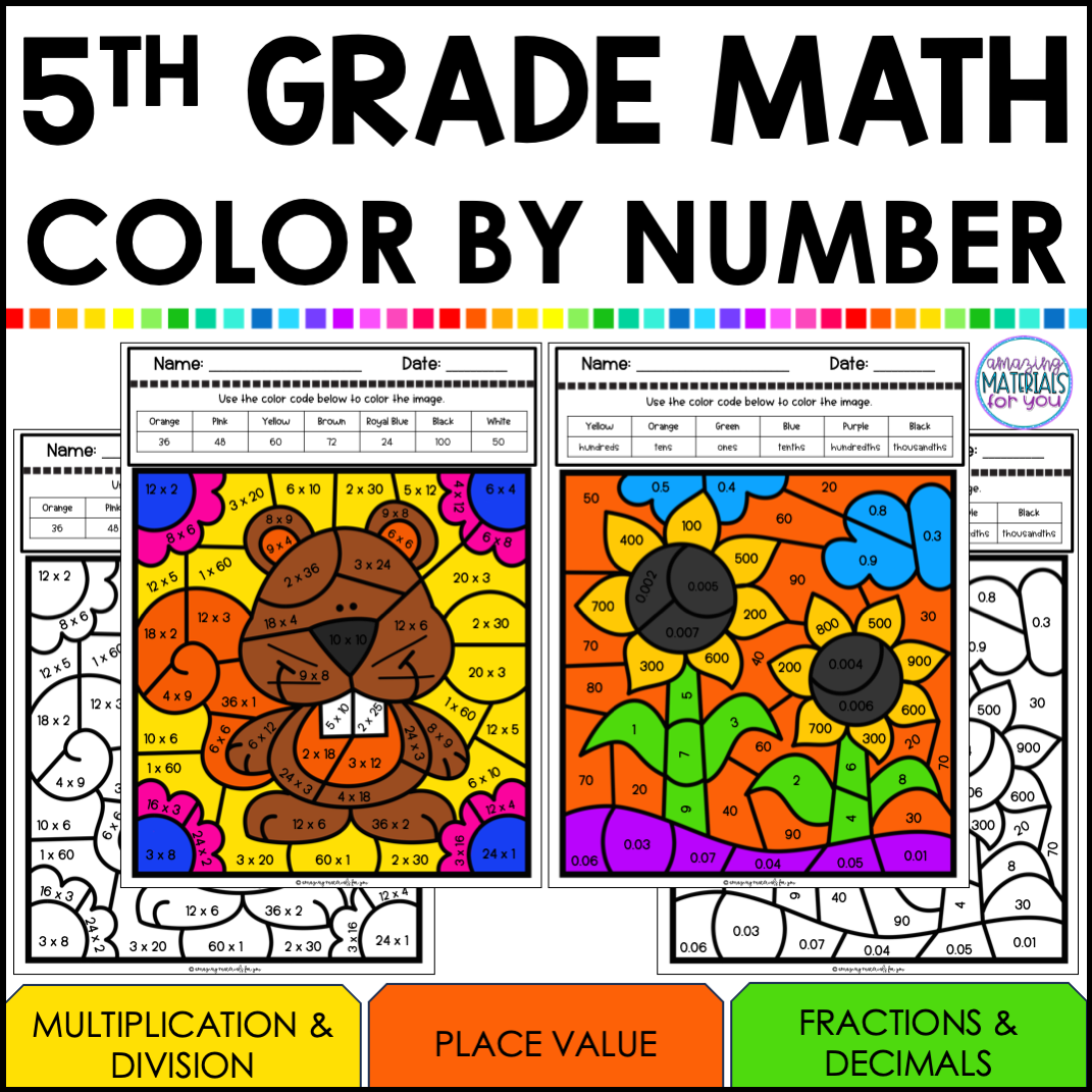 Fall Math Coloring Worksheets 5th Grade Color By Code Early Finishers Made By Teachers