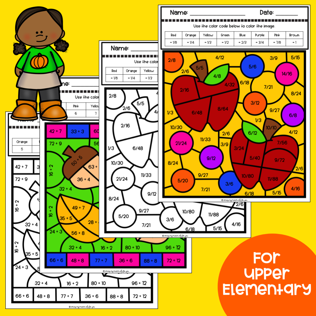 Fall Math Coloring Worksheets 5th Grade Color By Code Early Finishers Made By Teachers