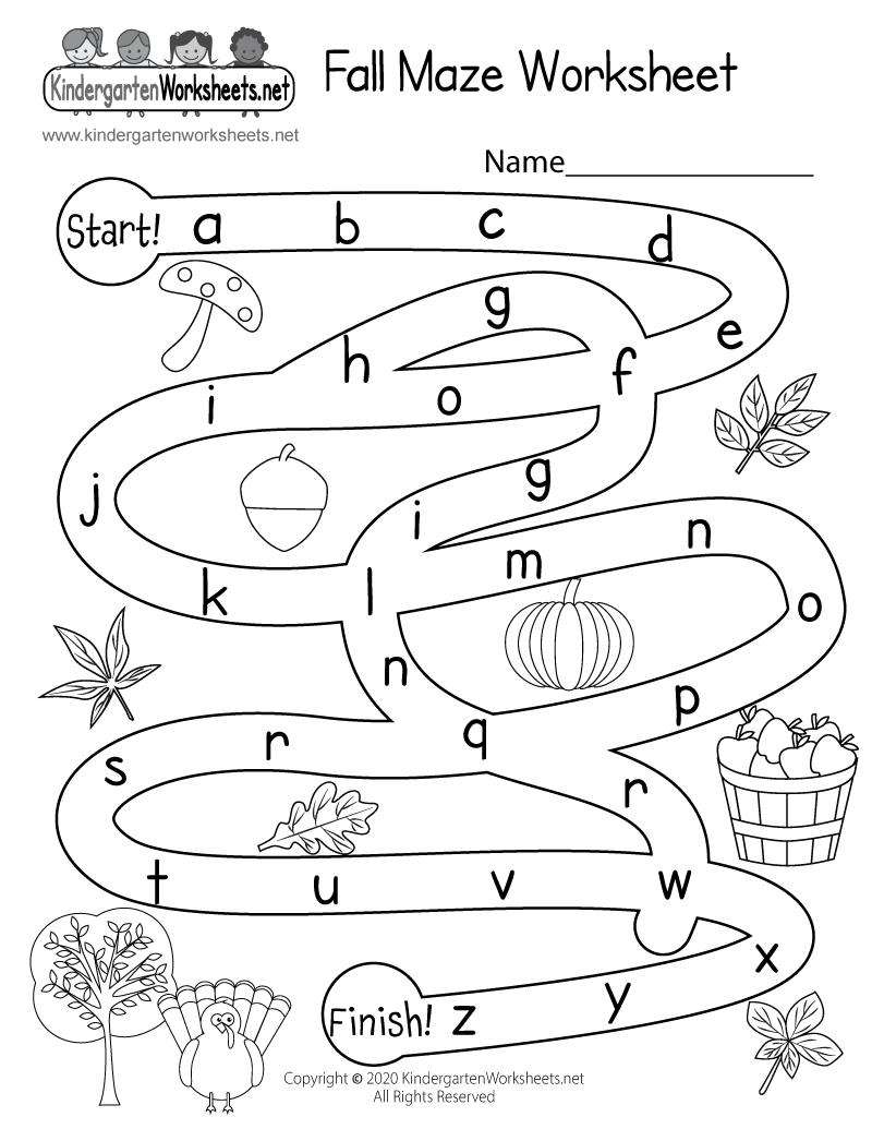 Fall Maze Worksheet Free Printable Digital PDF