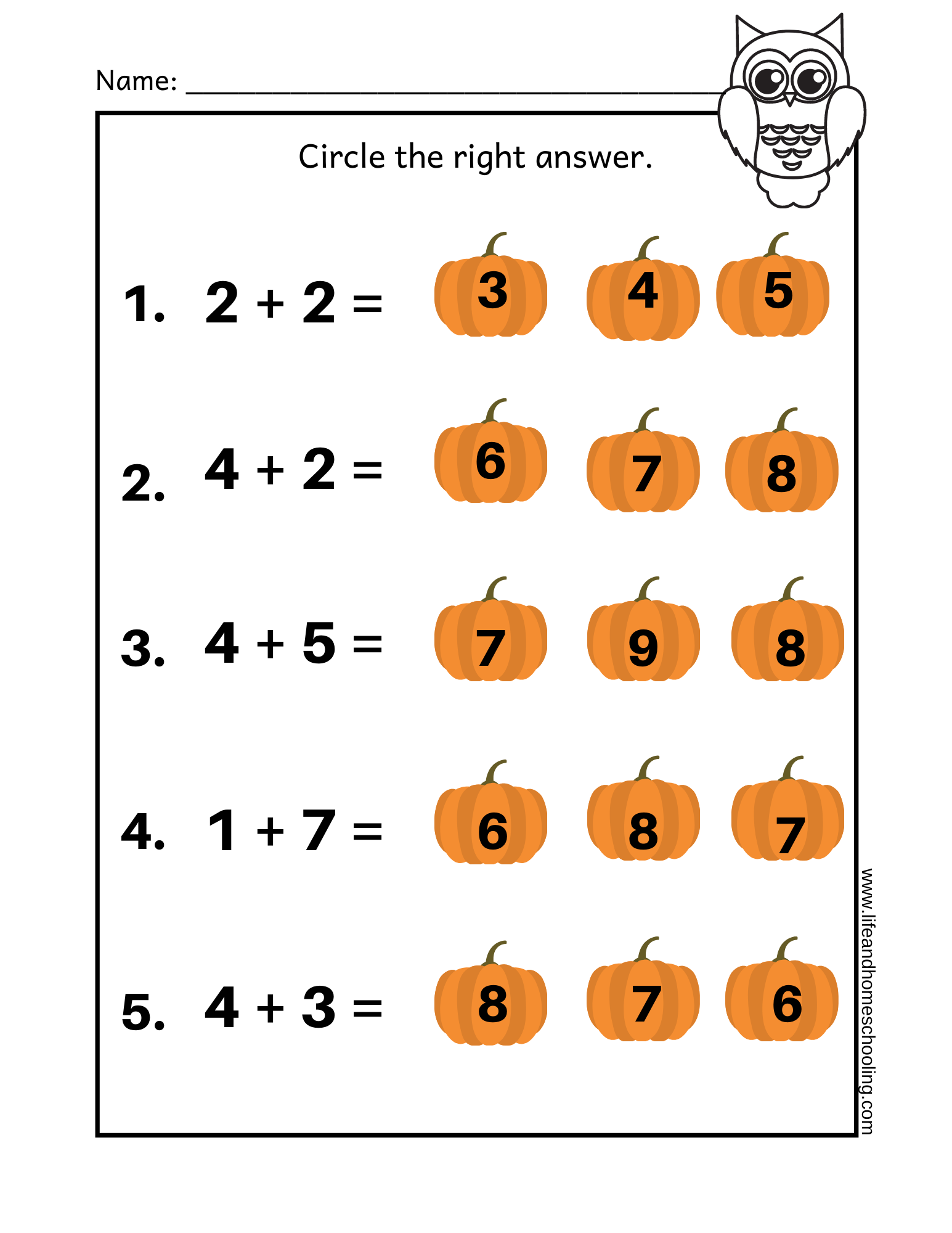 kindergarten addition and subtraction worksheets