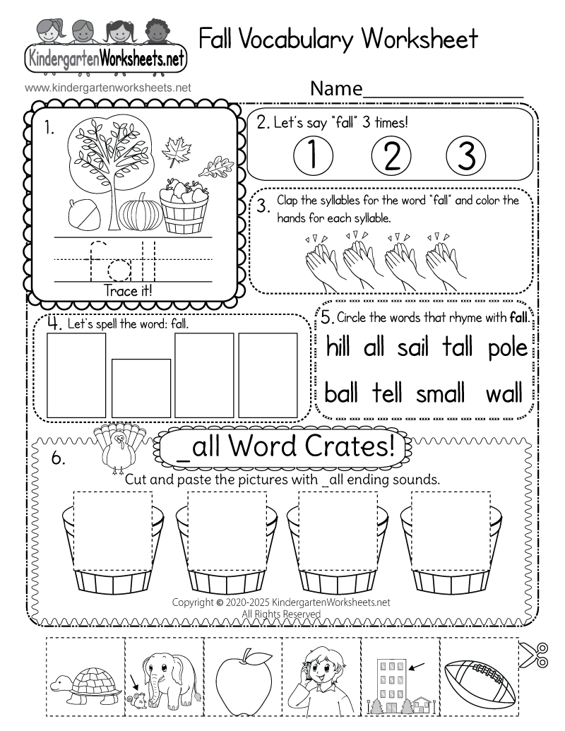 Fall Vocabulary Worksheet Free Printable Digital PDF