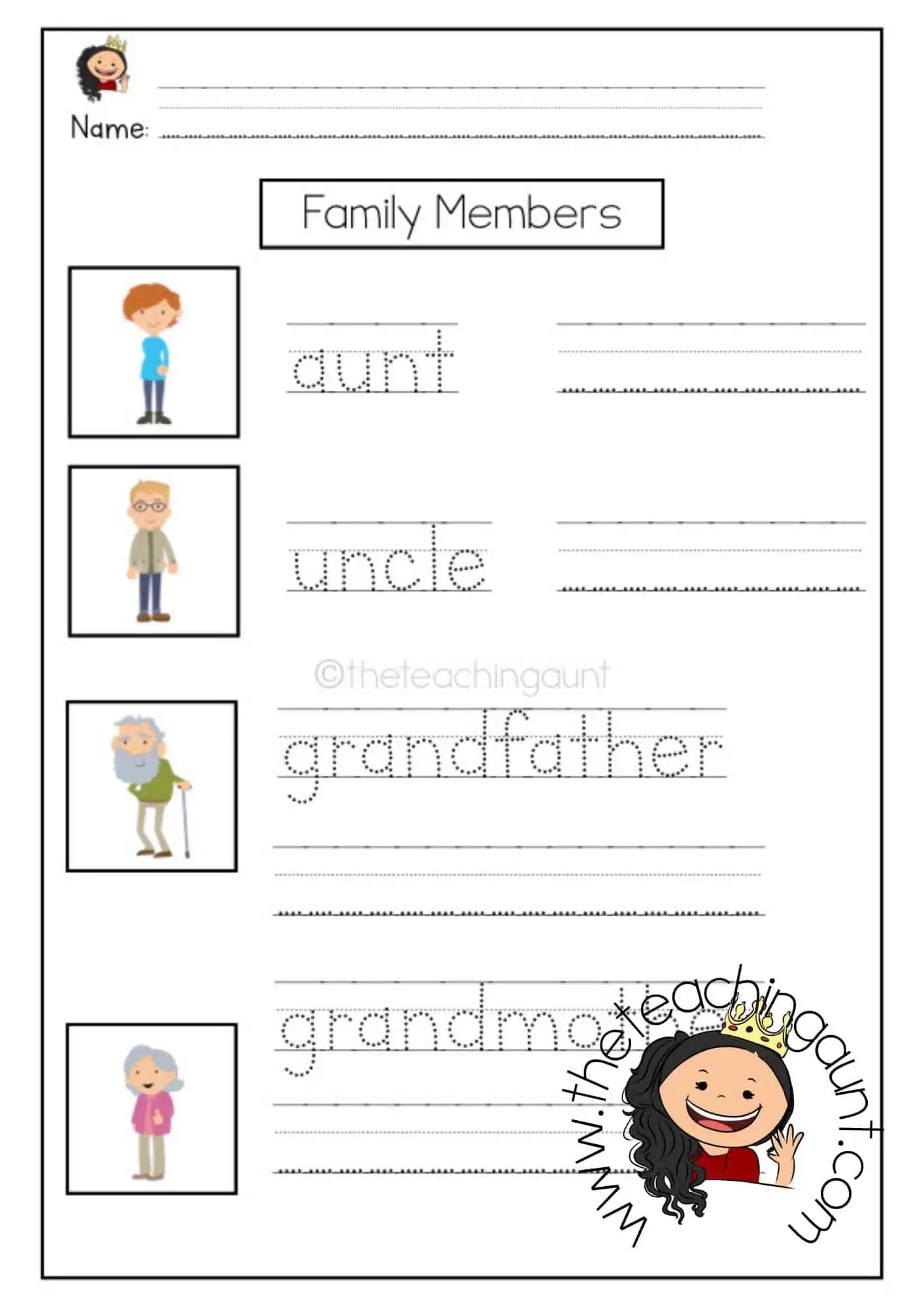 Family Members Worksheets The Teaching Aunt
