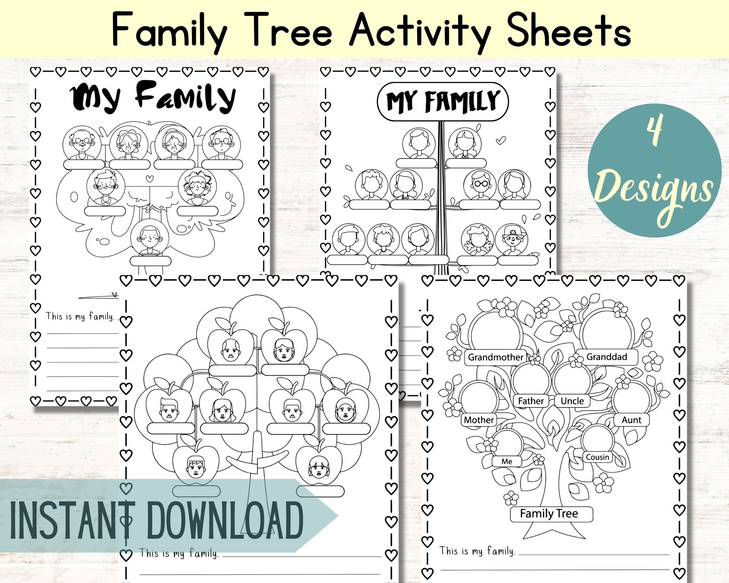 Family Tree Printable Template Fillable Family Tree Chart Family Tree Printable For Kids Family Tree Chart Template Etsy