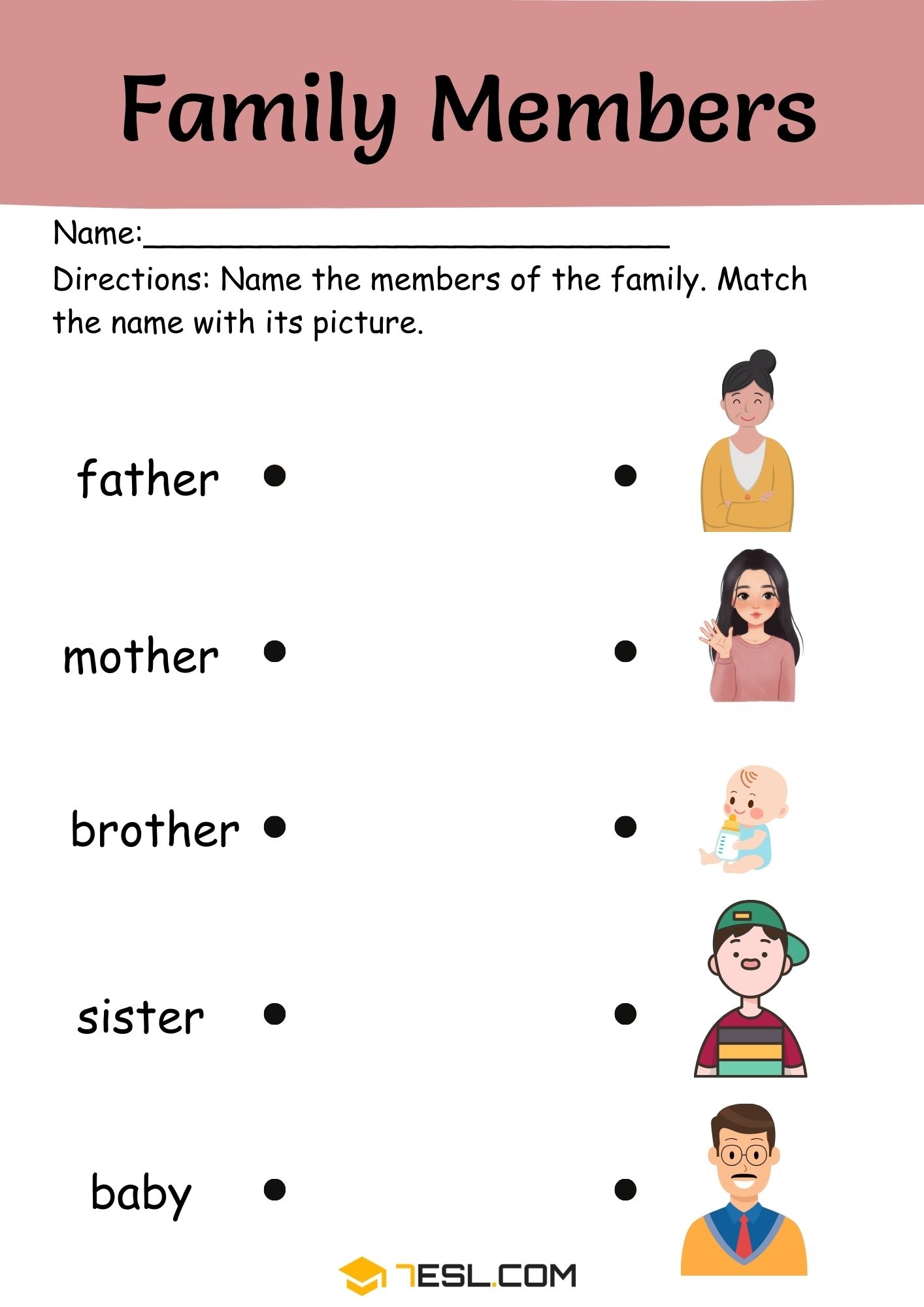 Family Worksheets For Learning English 7ESL