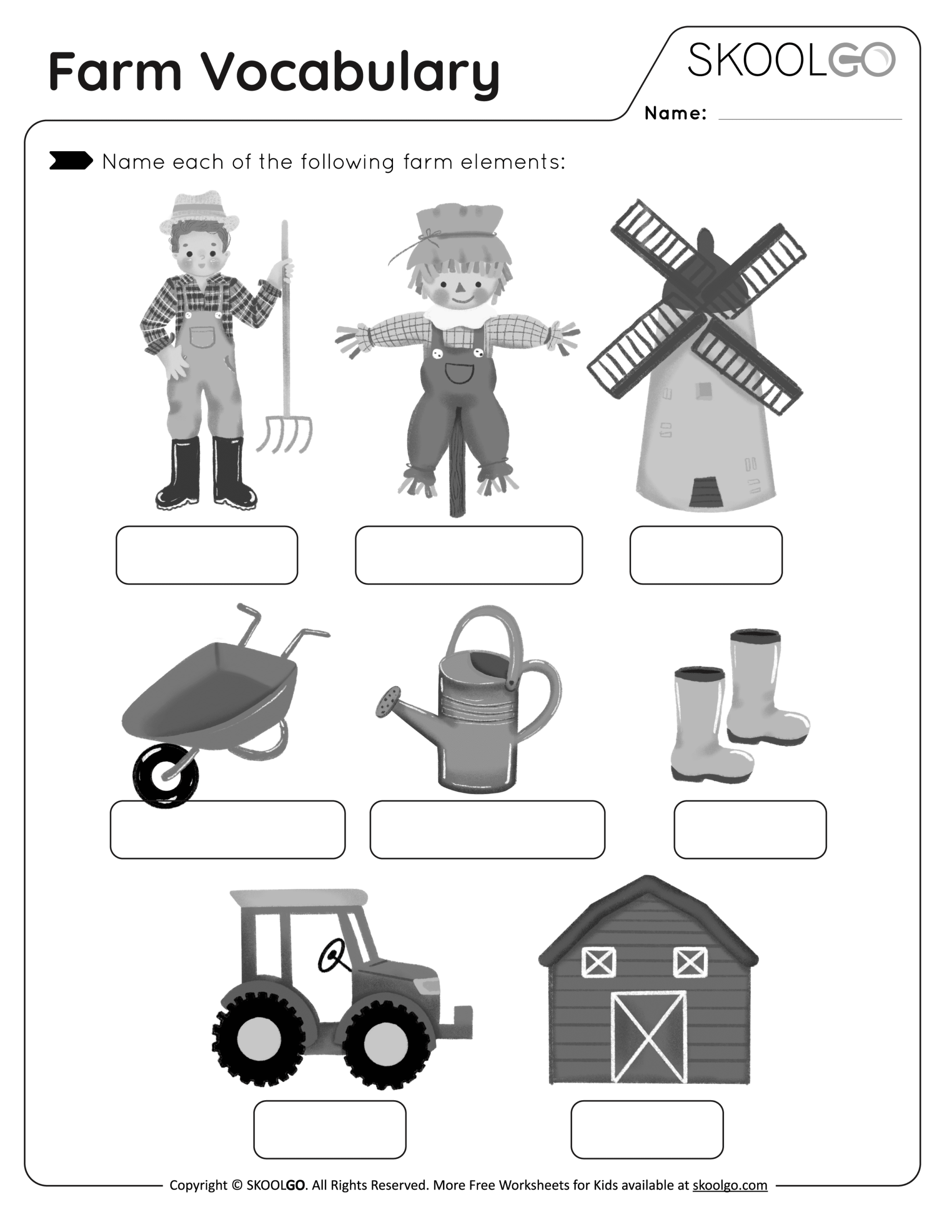 Farm Vocabulary Free Worksheet SKOOLGO