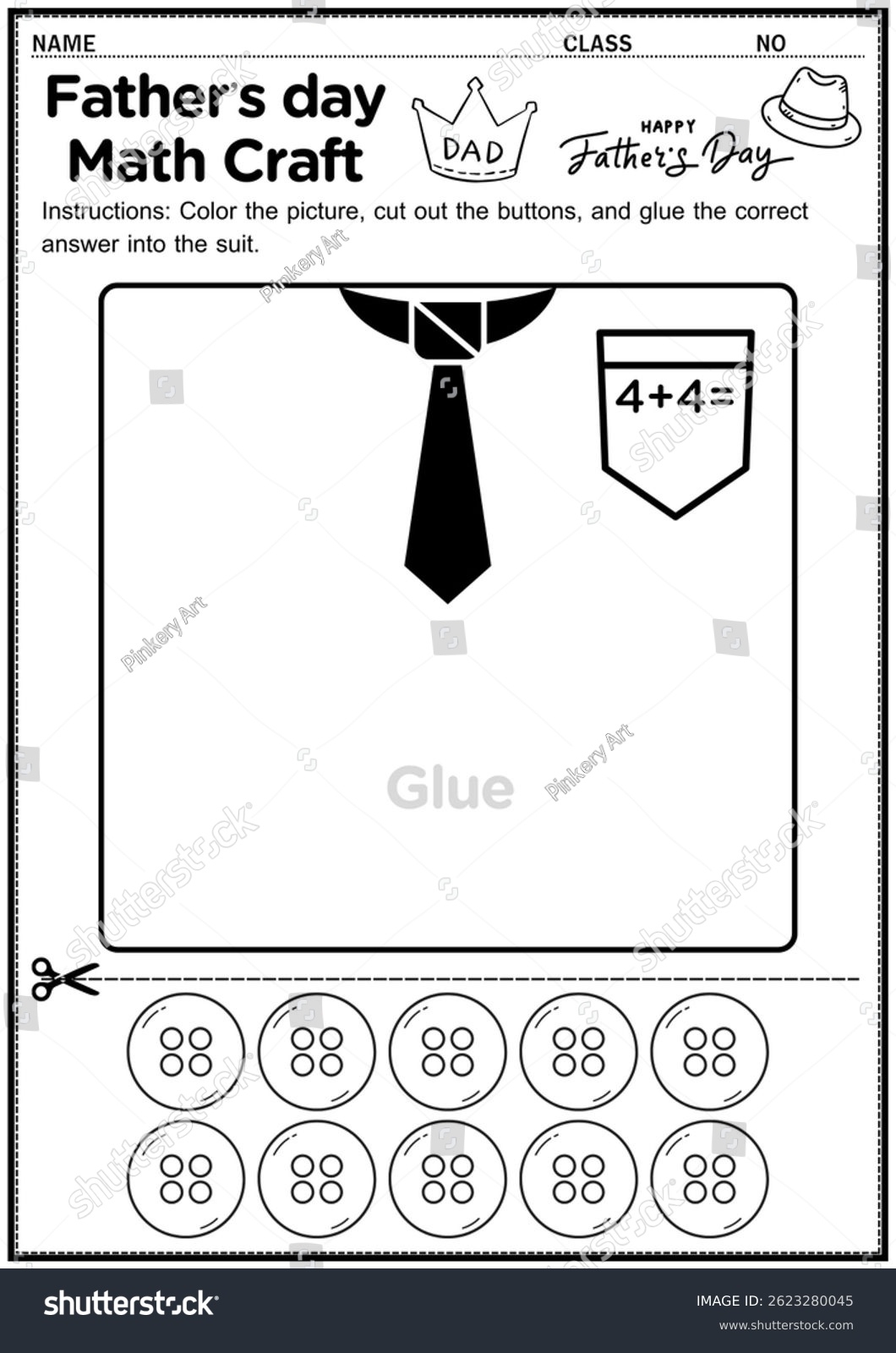 Fathers Day Math Craft Addition Subtraction Stock Illustration 2623280045 Shutterstock