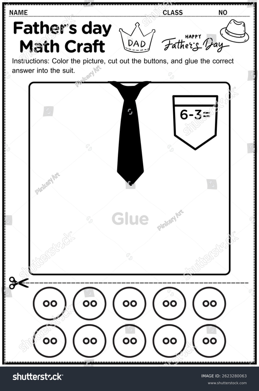 Fathers Day Math Craft Addition Subtraction Stock Illustration 2623280063 Shutterstock