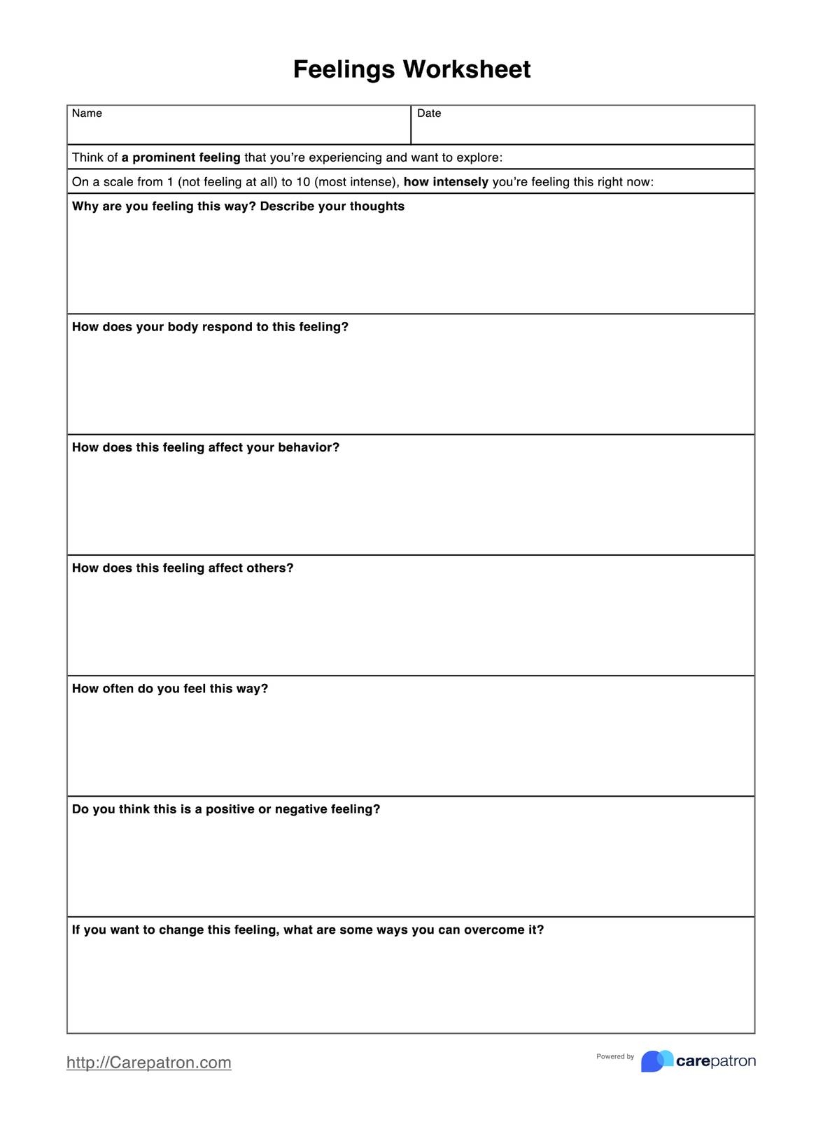 Feelings Worksheets