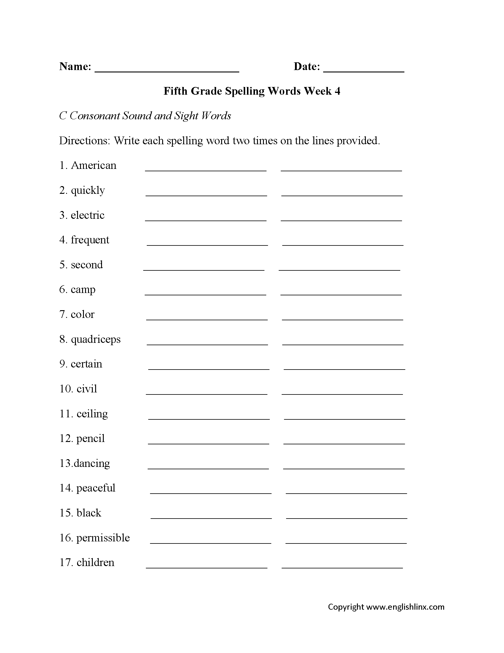 free printable 5th grade worksheets