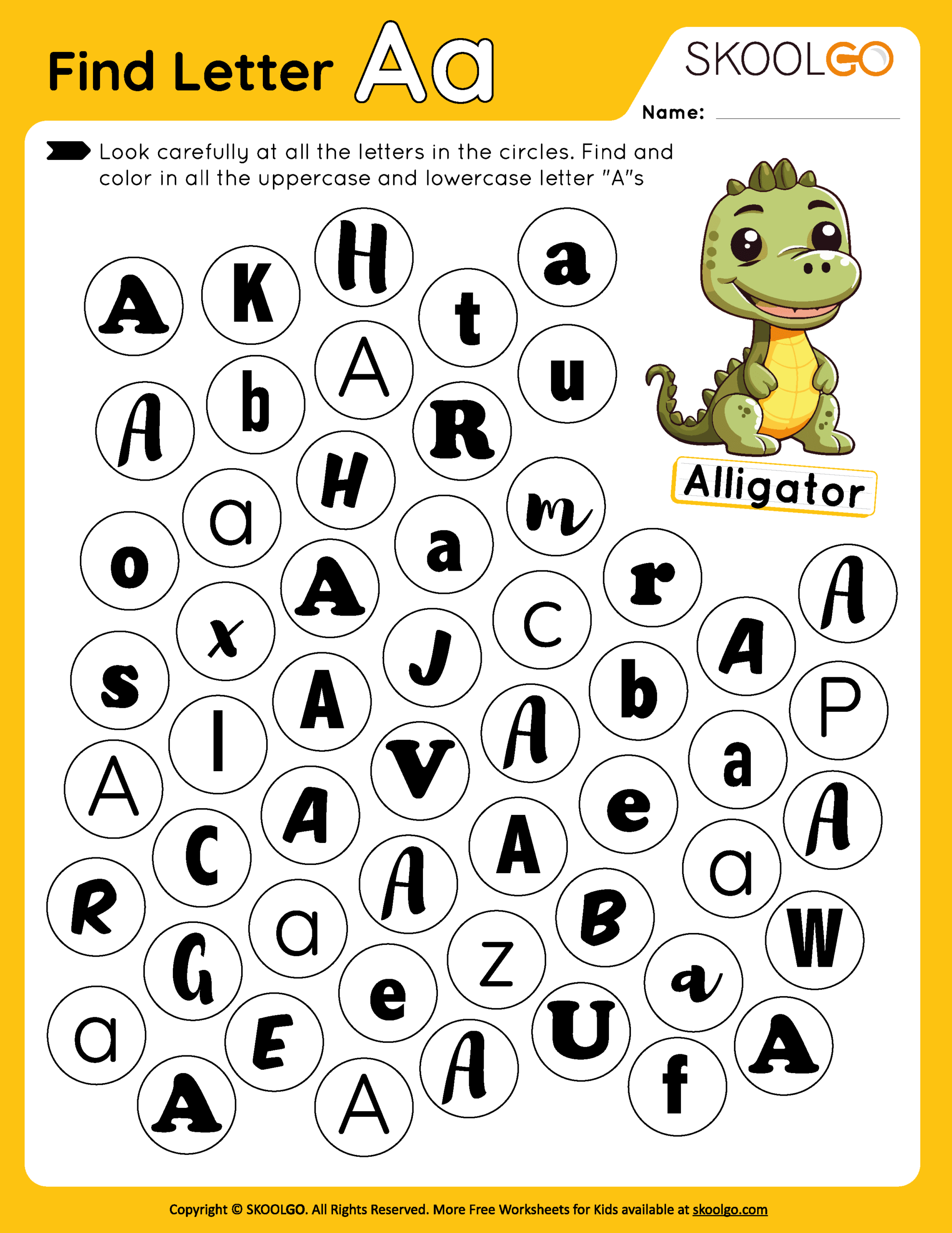 preschool letter a worksheet