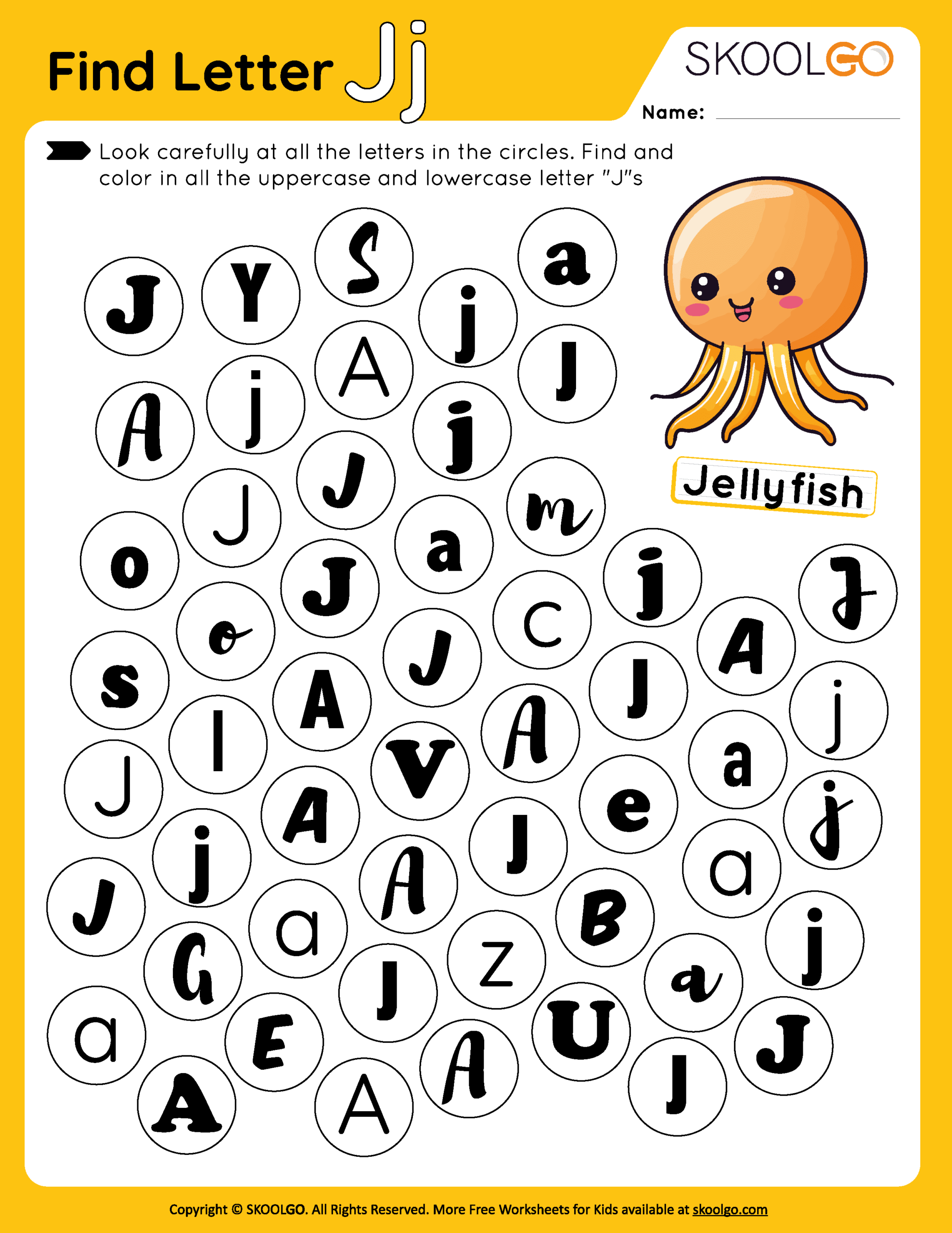 Find Letter J Free Worksheet For Kids SKOOLGO