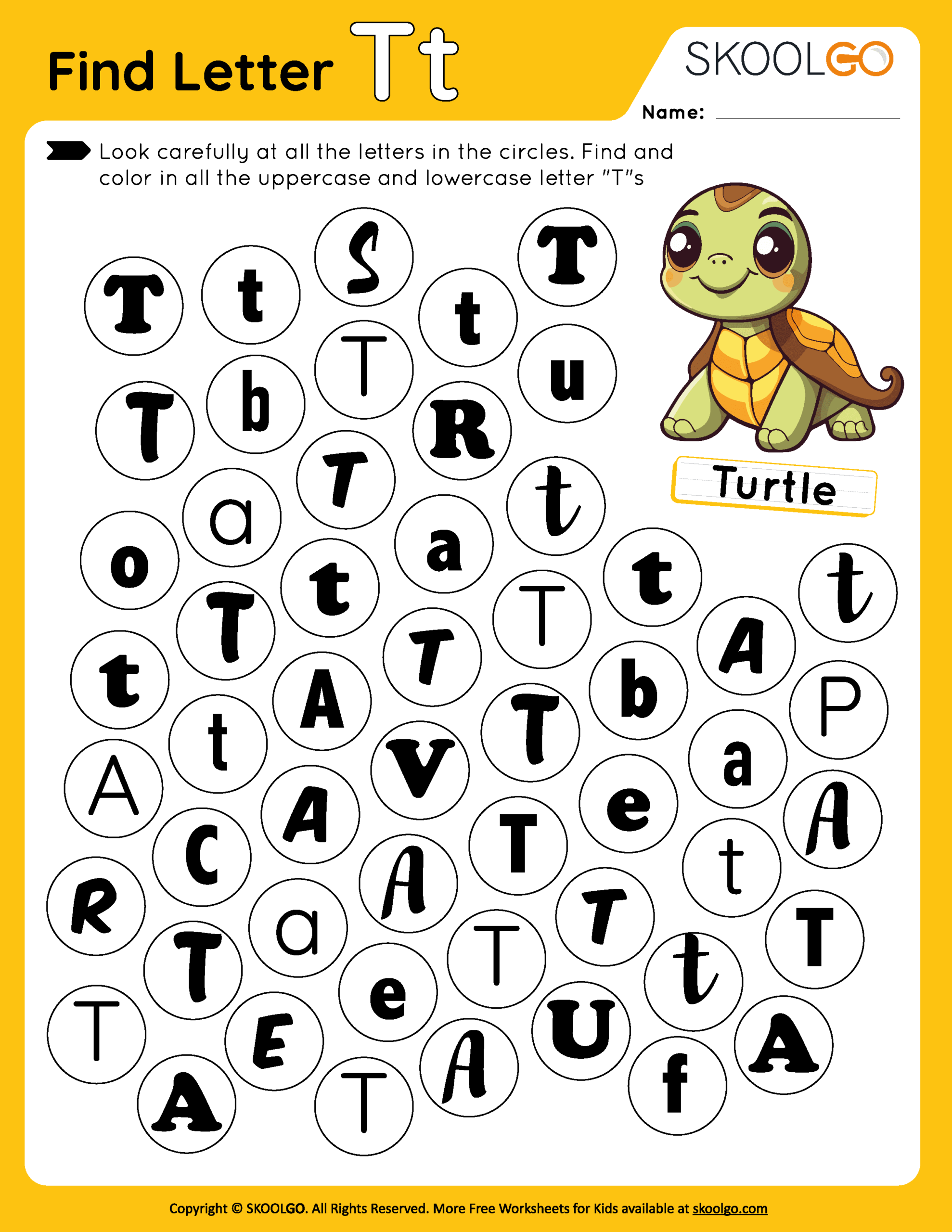 Find Letter T Free Worksheet For Kids SKOOLGO