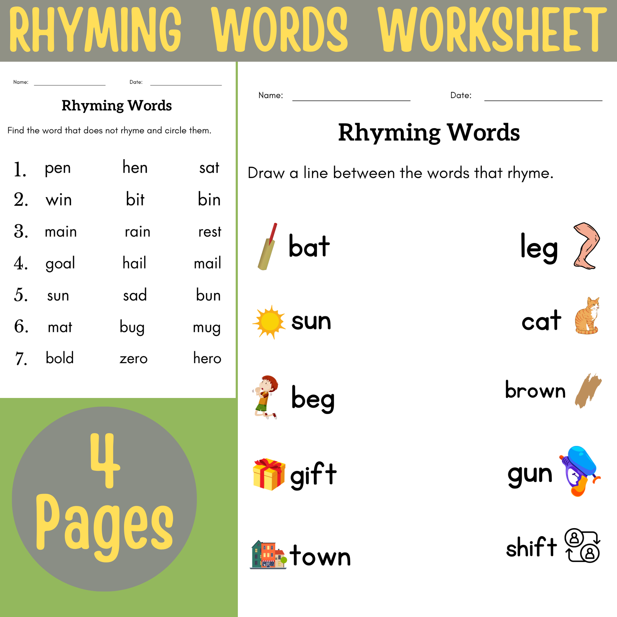 Find The Rhyming Words Worksheet For Kindergarten Match The Rhyming Words Made By Teachers