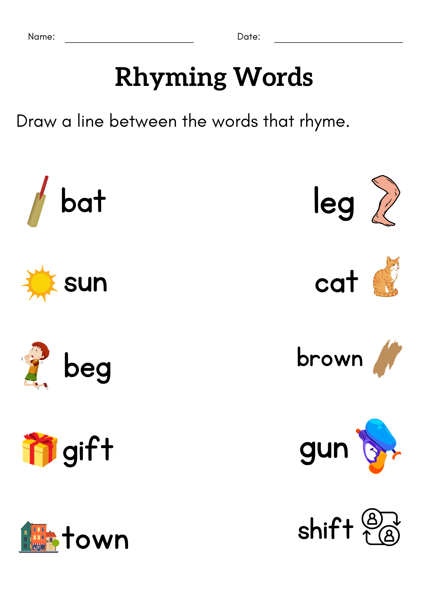 Find The Rhyming Words Worksheet For Kindergarten Match The Rhyming Words Teaching Resources