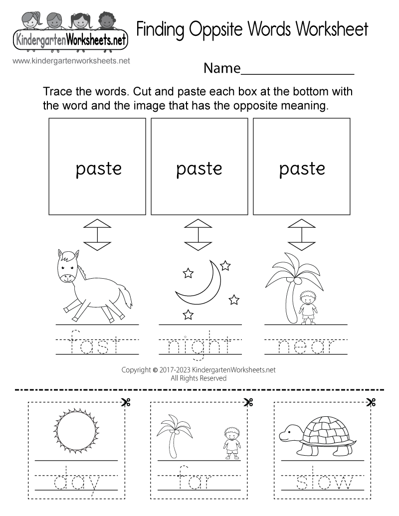 Finding Opposite Words Worksheet Free Printable Digital PDF