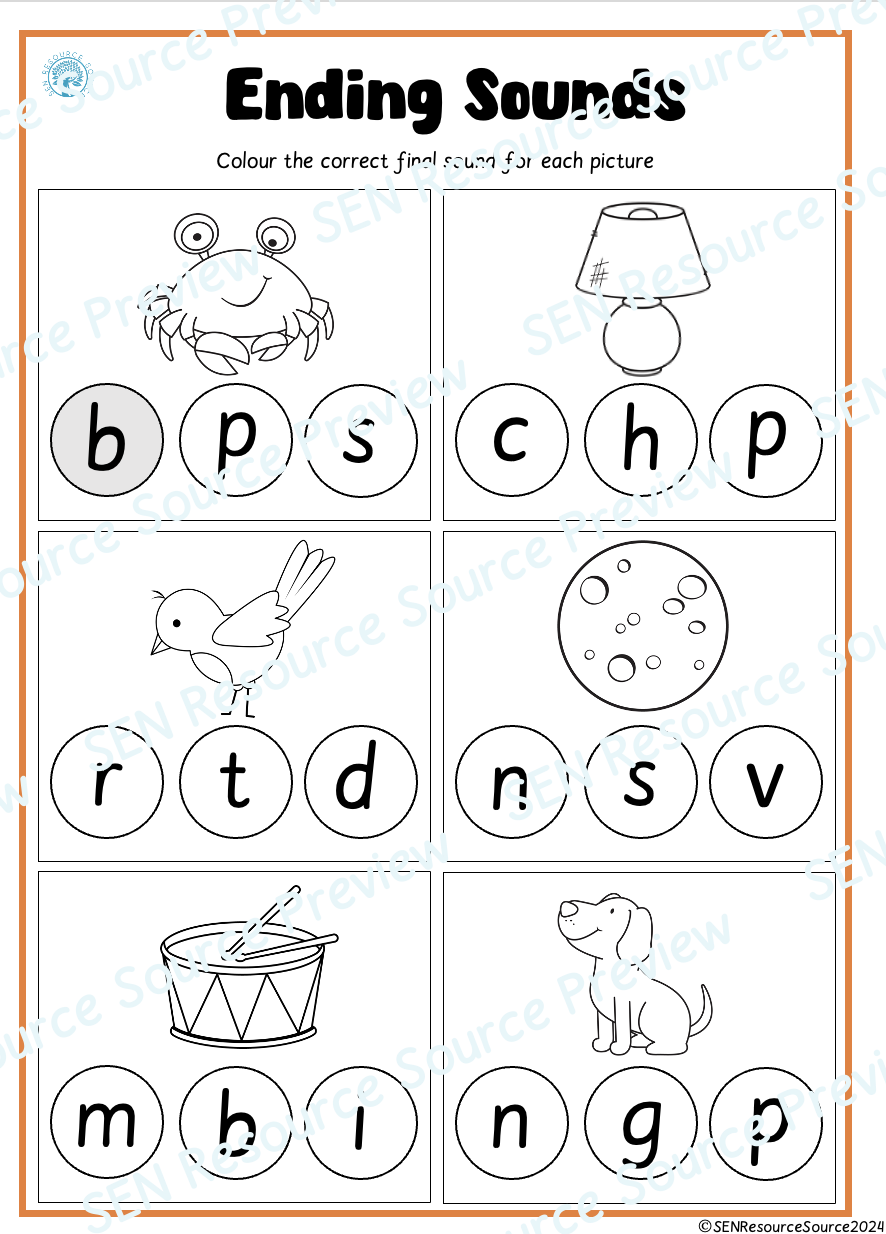 Finding The Final Sound In Words Teaching Resources