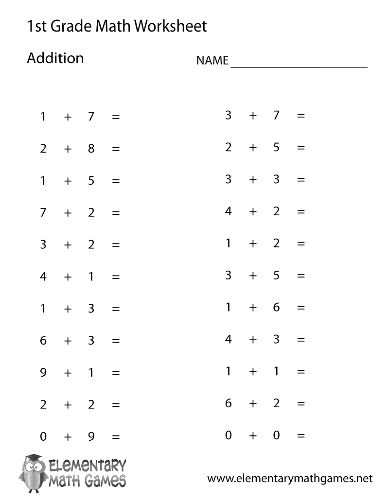 math worksheet first grade