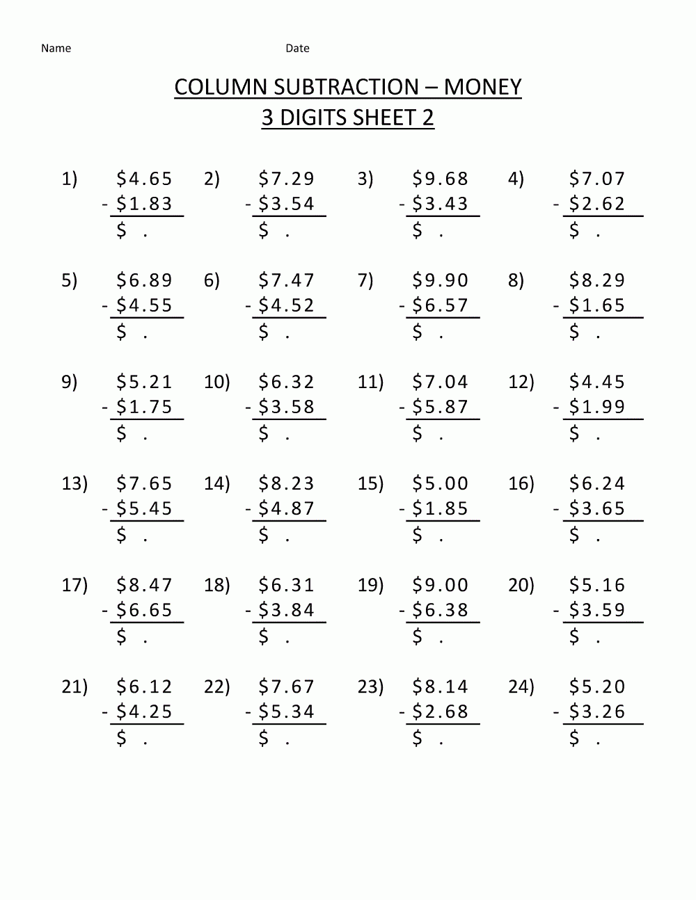 Fourth Grade Math Worksheets To Print