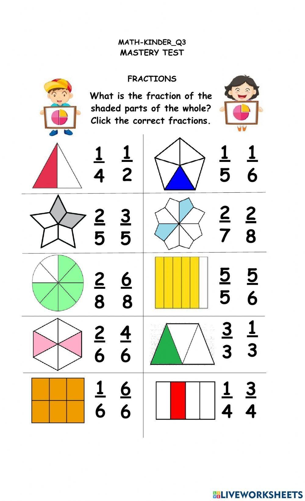 Fractions Online Exercise For Kindergarten Worksheets Library