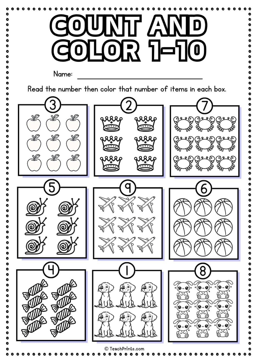 Free 1 10 Counting Worksheet Teach Prints Free 1 10 Counting Worksheet Teach Prints