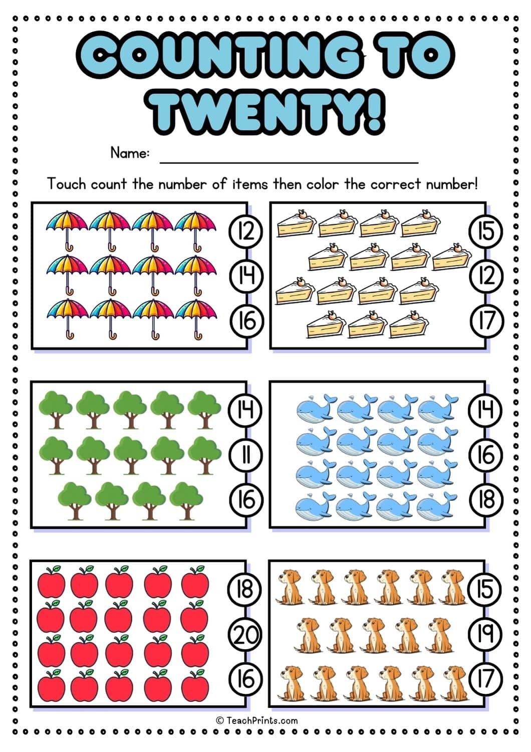 Free 1 20 Counting Worksheets Teach Prints