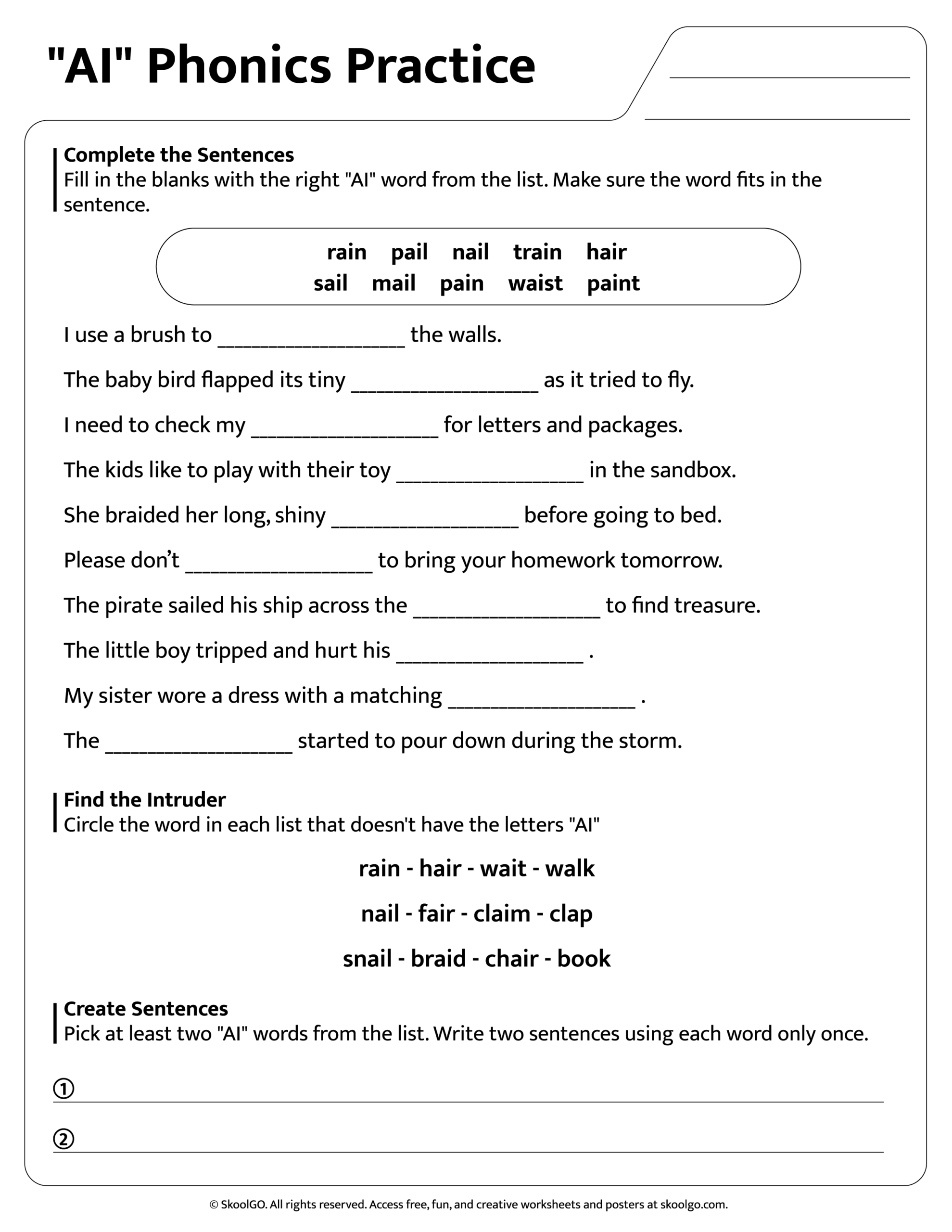 Free AI Phonics Practice Worksheet For Grades 1 3