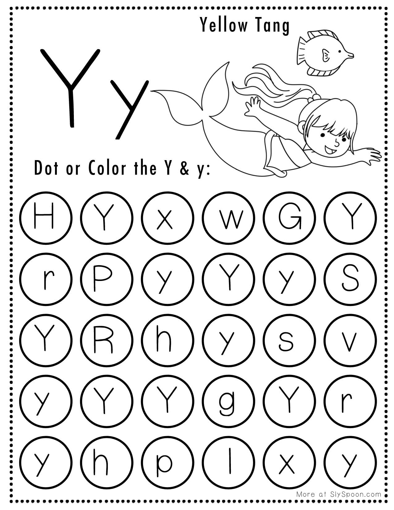 letter y worksheets for preschool