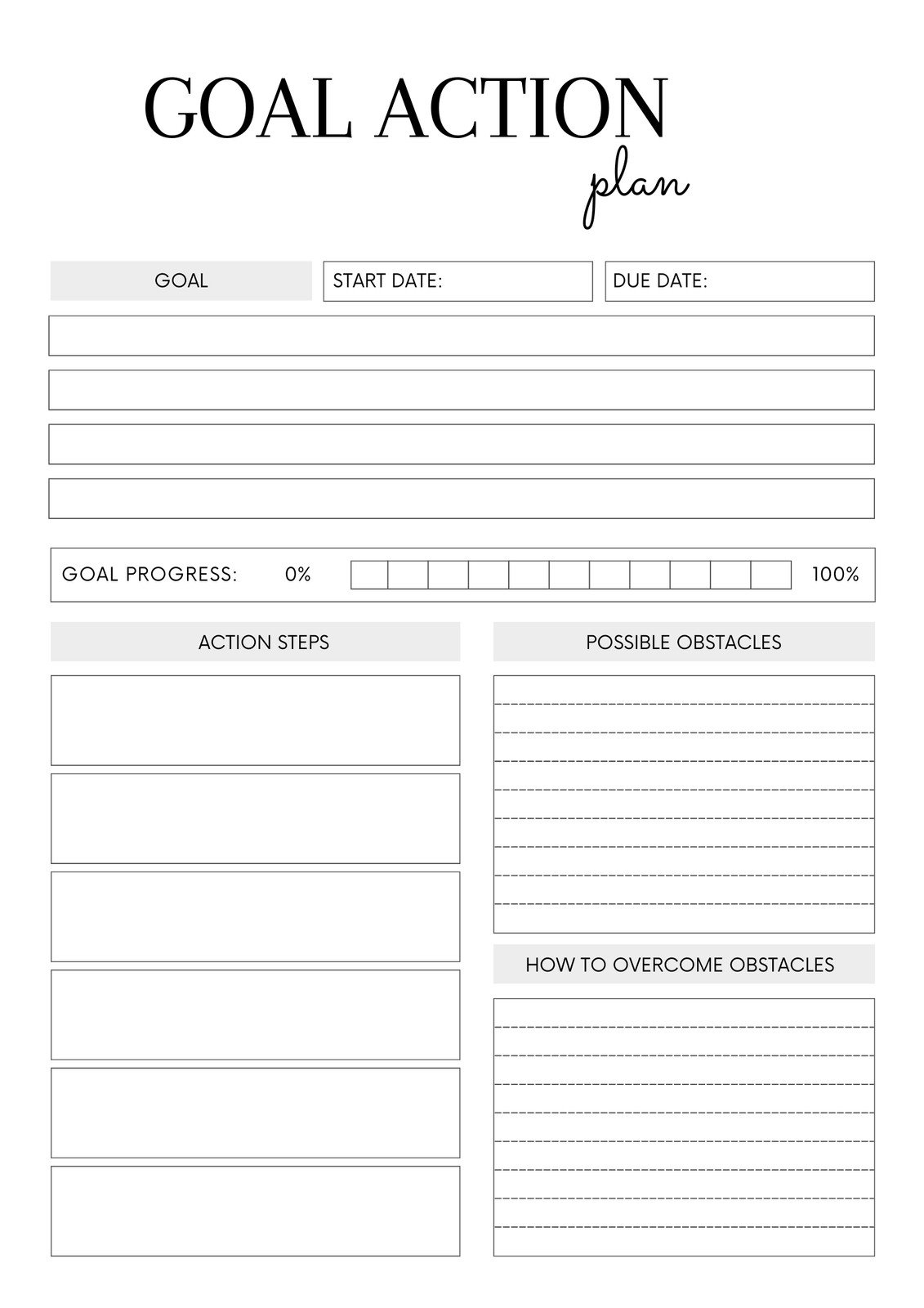Free And Customizable Goals Templates