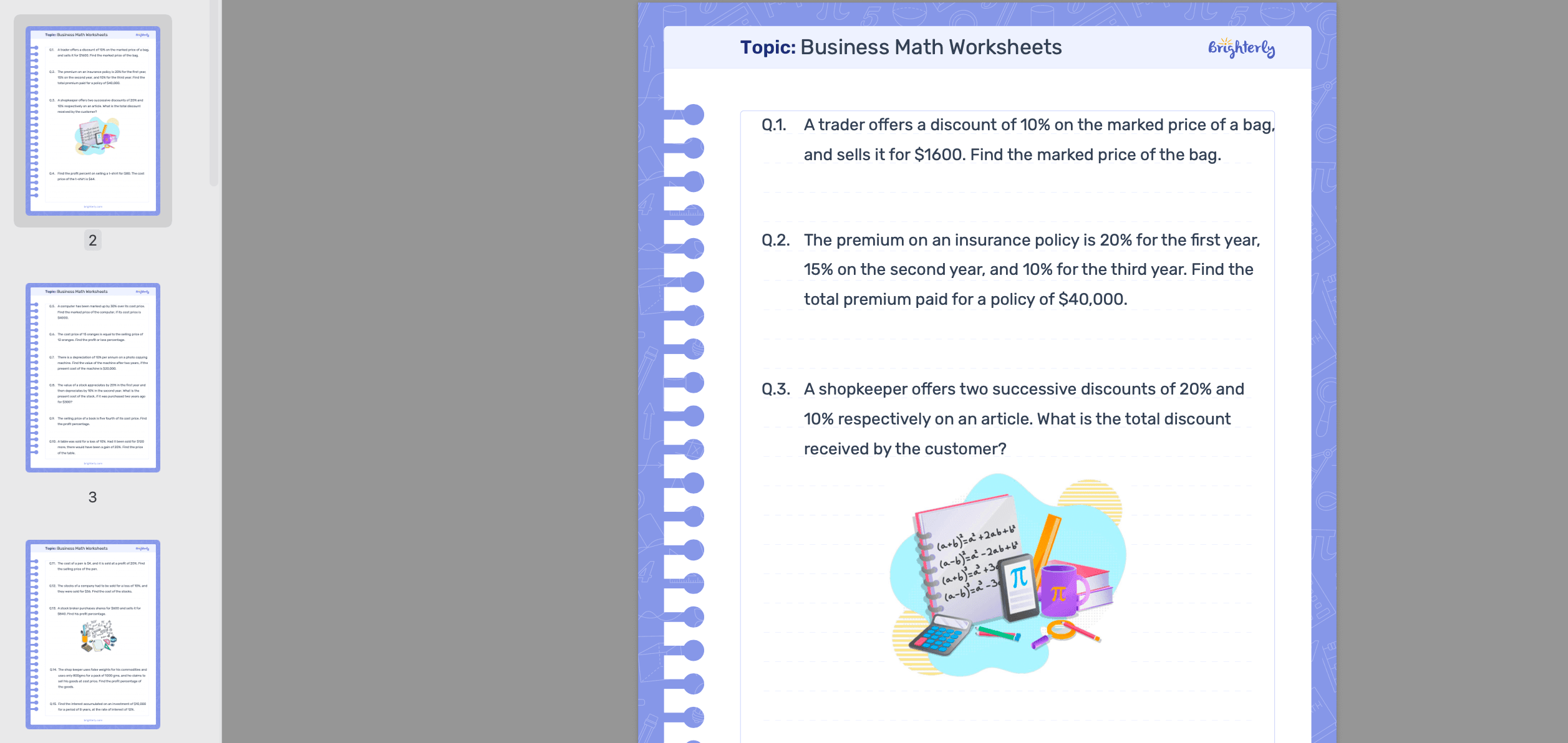 FREE Business Math Worksheets PDFs Brighterly