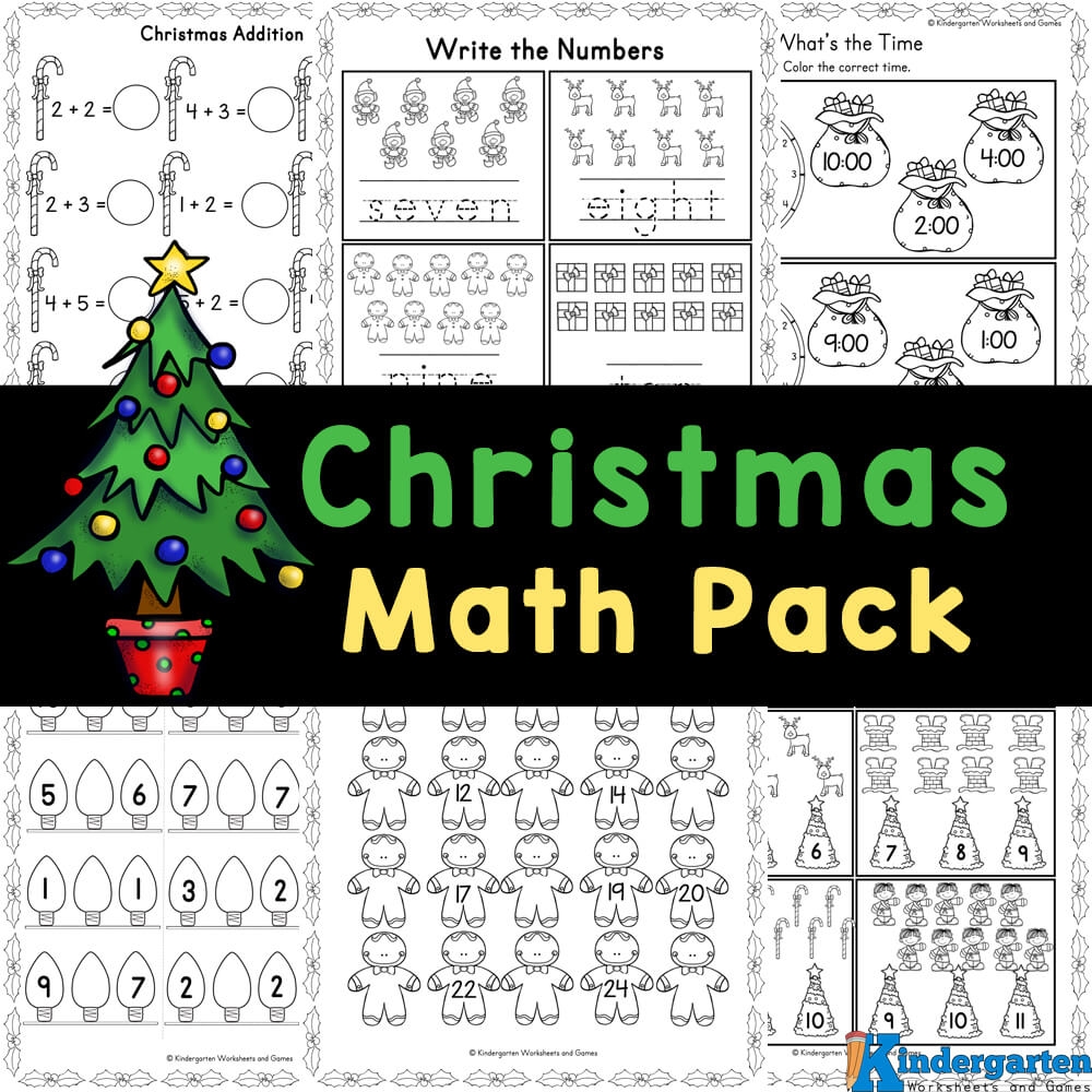 christmas math worksheets for kindergarten