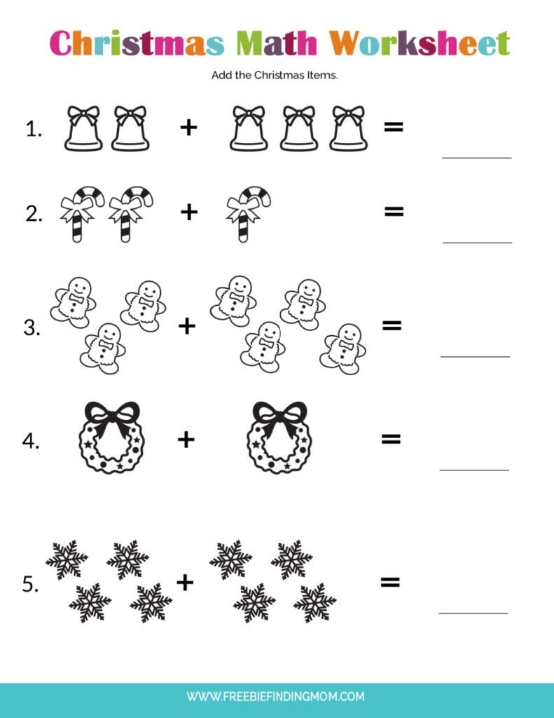 Free Christmas Math Worksheets For Kindergarten