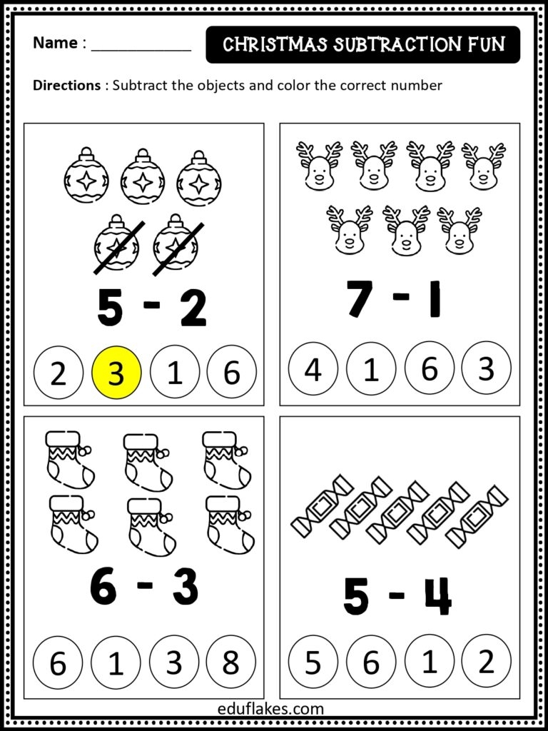 Free Christmas Math Worksheets For Kindergarten Eduflakes