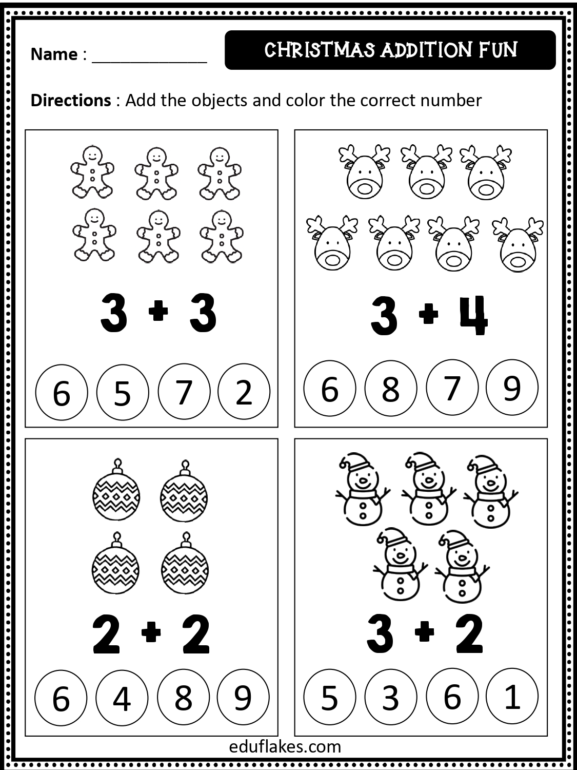 Free Christmas Math Worksheets For Kindergarten Eduflakes Free Christmas Math Worksheets For Kindergarten Eduflakes